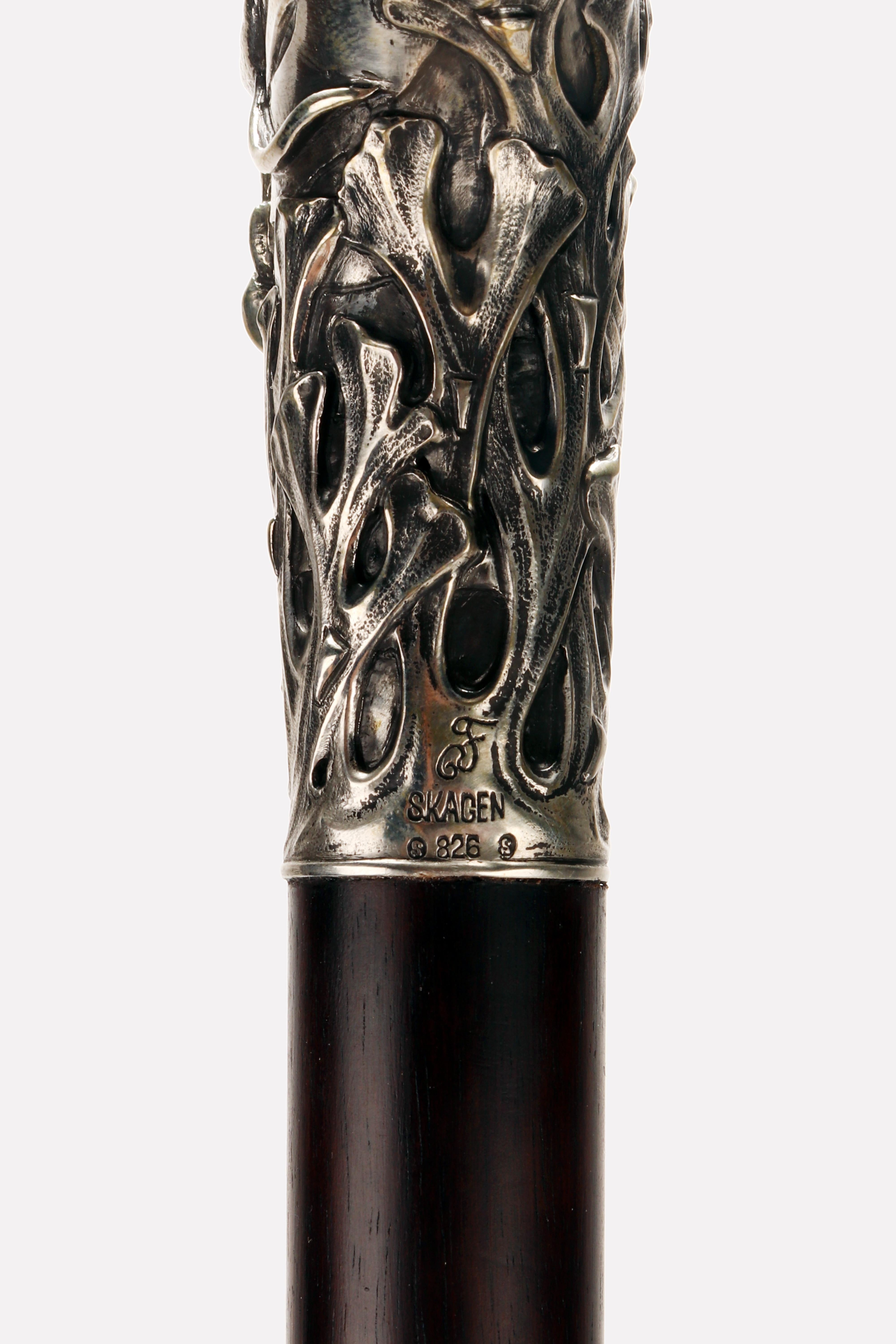 Rare and Unusual Jewel Art Nouveau Walking Stick, Denmark, 1900 4