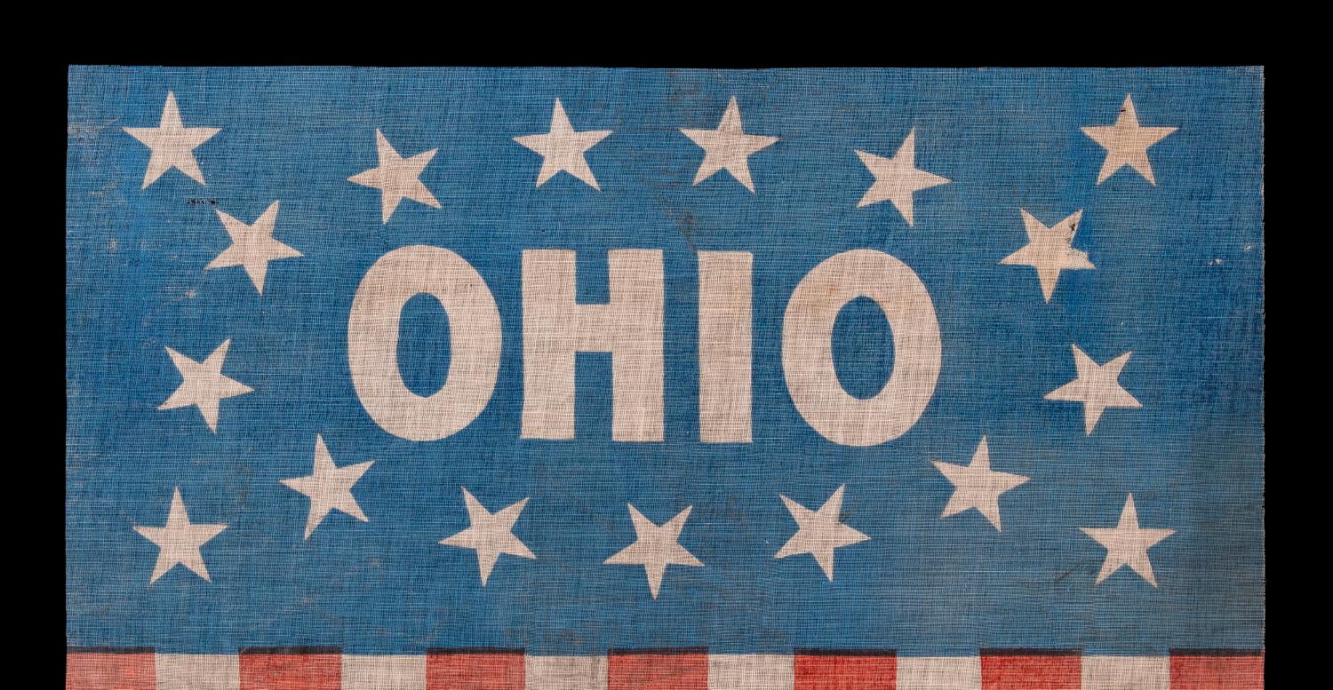 19th Century Rare and Unusual Ohio State Seal Banner ca 1890-1905
