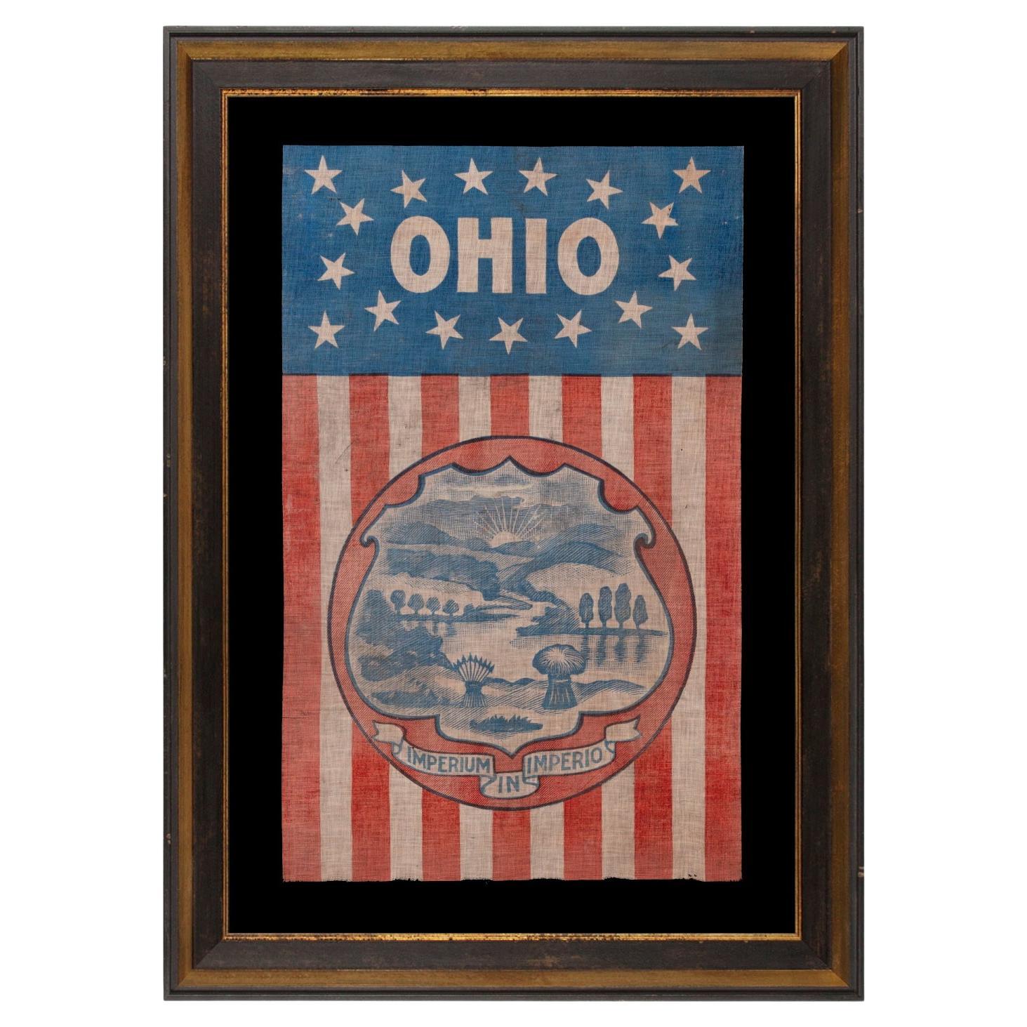 Rare and Unusual Ohio State Seal Banner ca 1890-1905
