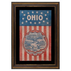 Antique Rare and Unusual Ohio State Seal Banner ca 1890-1905