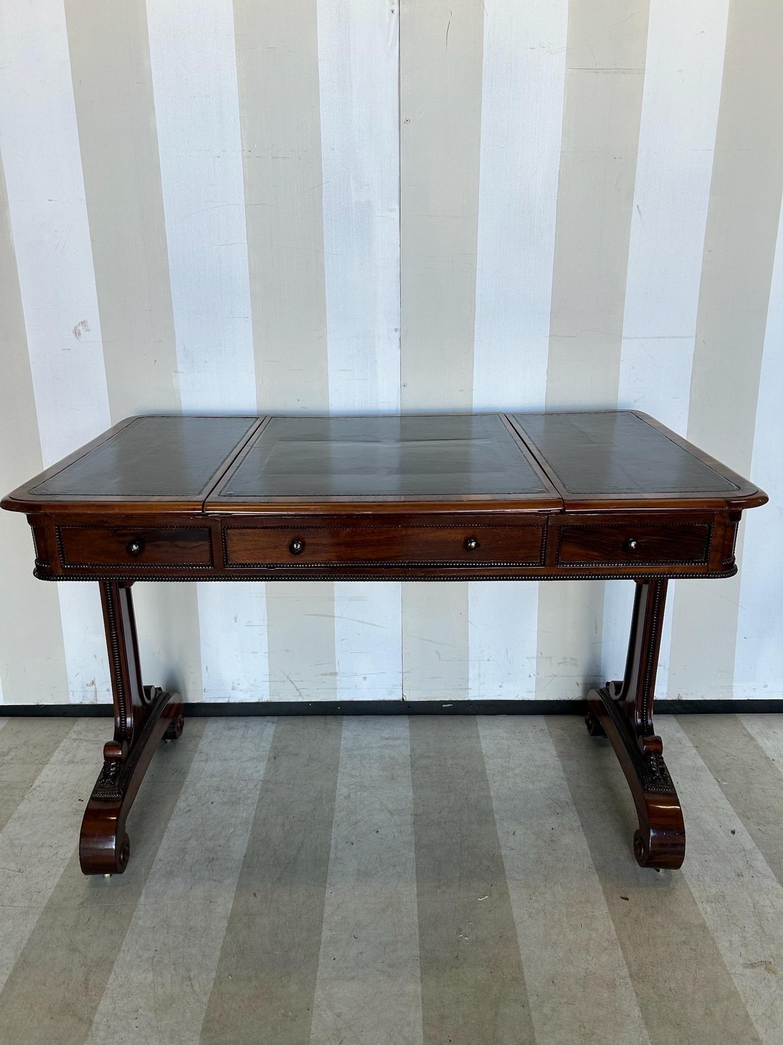 Rare and Unusual Regency Period Metamorphic Leather top Desk and Games Table For Sale 4