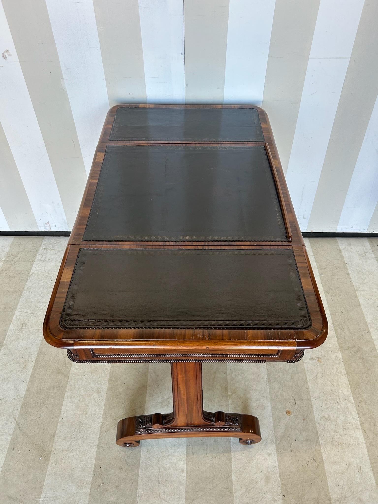 Rare and Unusual Regency Period Metamorphic Leather top Desk and Games Table For Sale 5