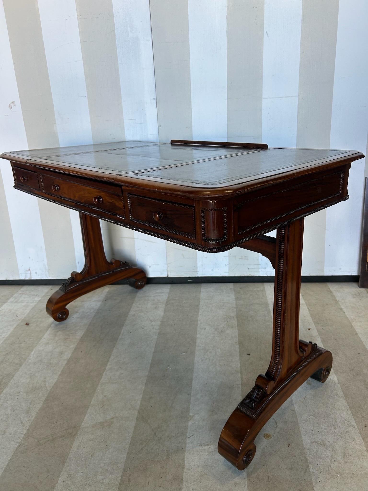 Rare and Unusual Regency Period Metamorphic Leather top Desk and Games Table For Sale 6