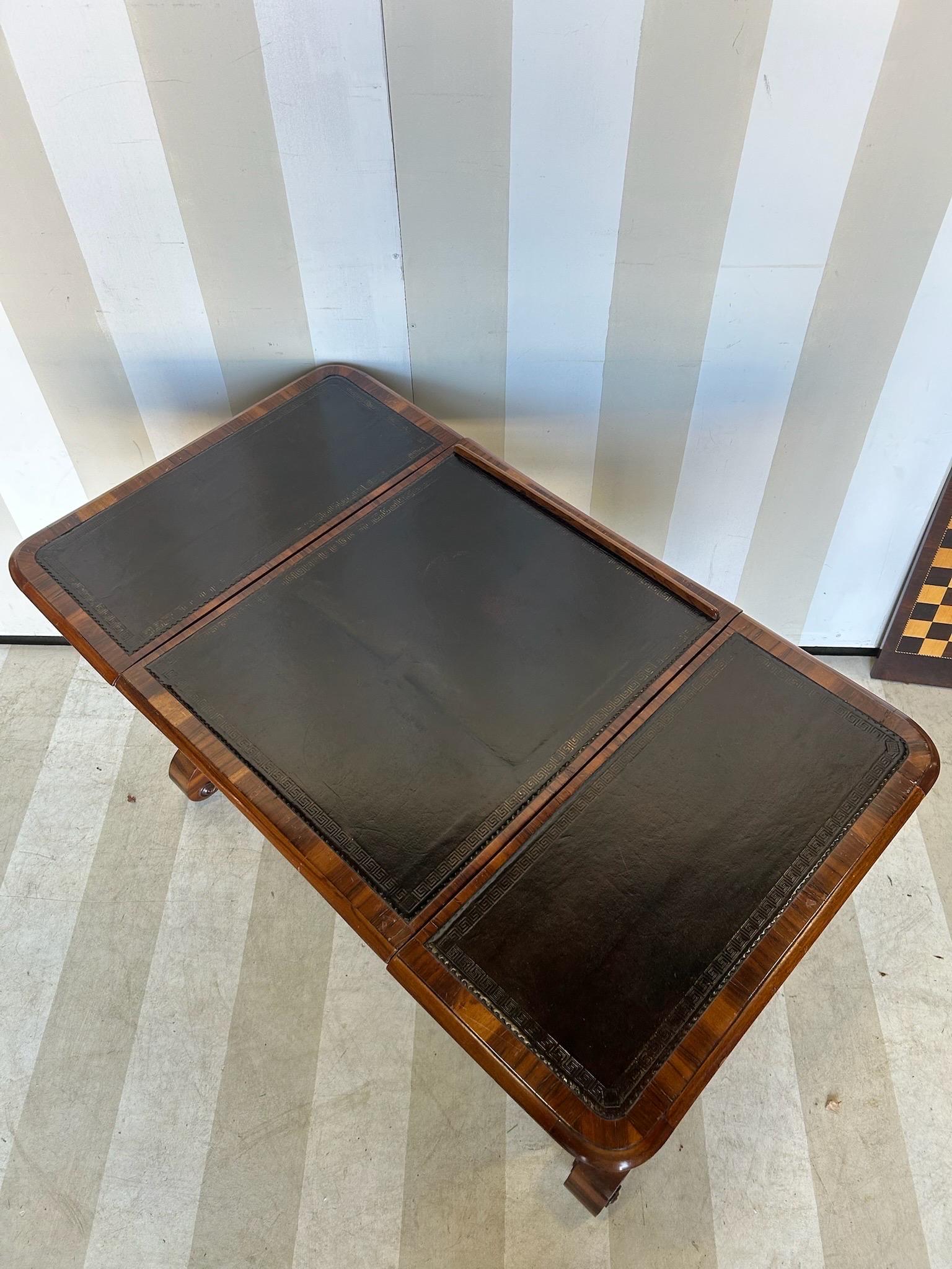 Rare and Unusual Regency Period Metamorphic Leather top Desk and Games Table In Good Condition For Sale In Richmond, VA
