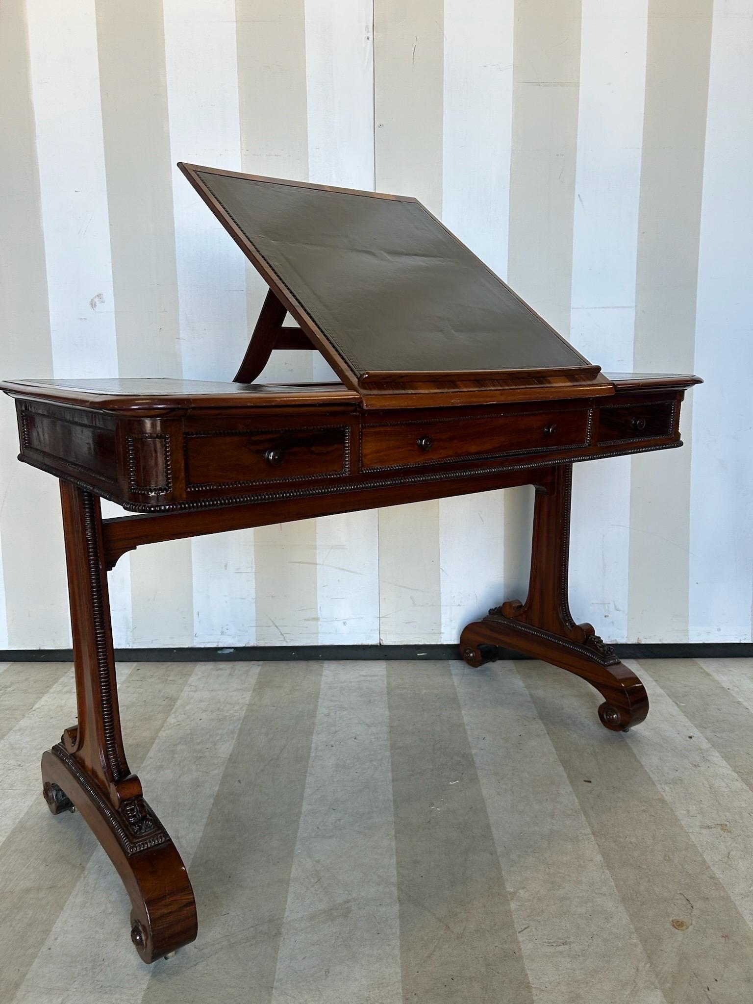 19th Century Rare and Unusual Regency Period Metamorphic Leather top Desk and Games Table For Sale