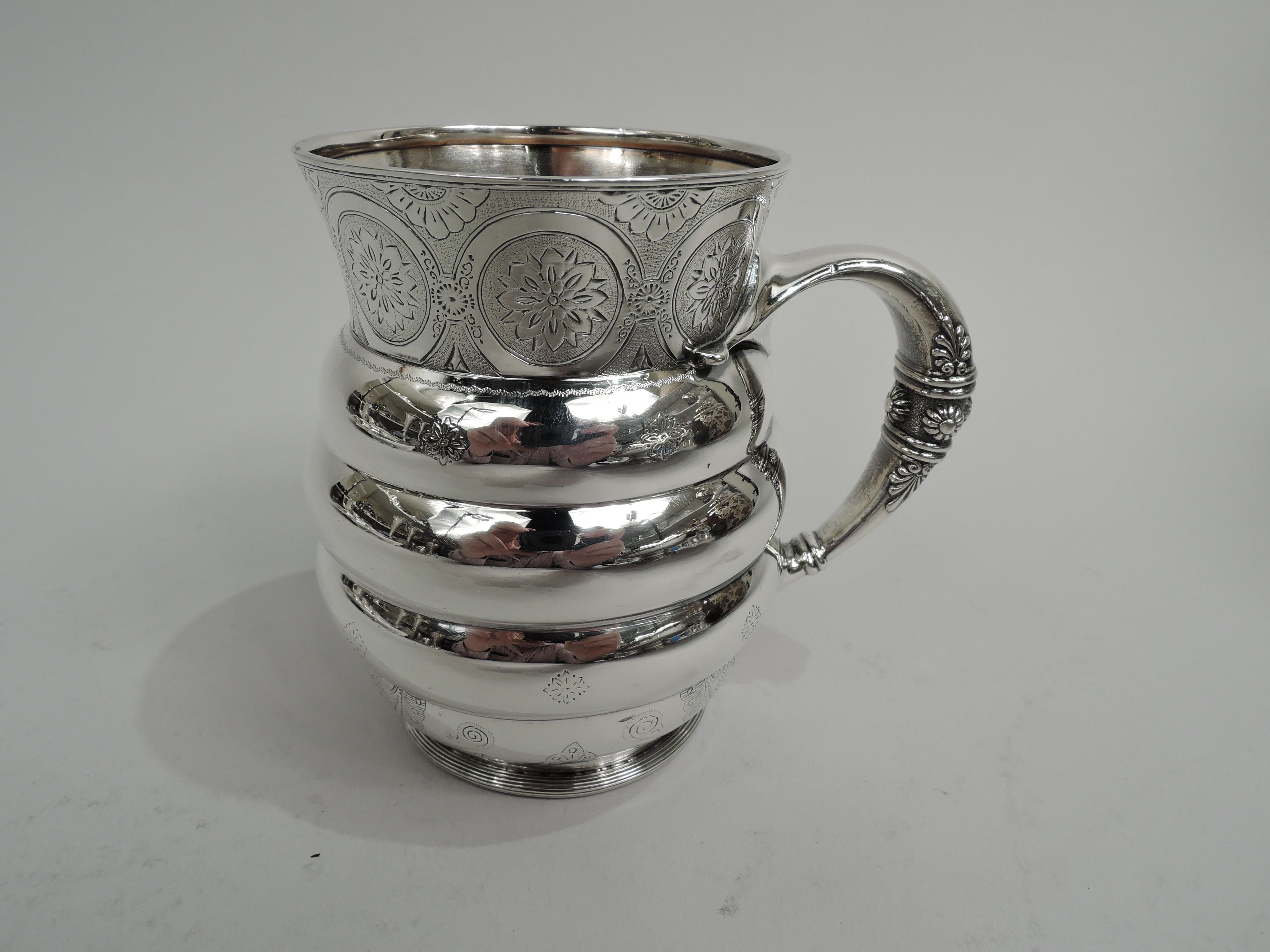 Aesthetic Movement Rare and Unusual Tiffany Aesthetic Sterling Silver Beehive Baby Cup