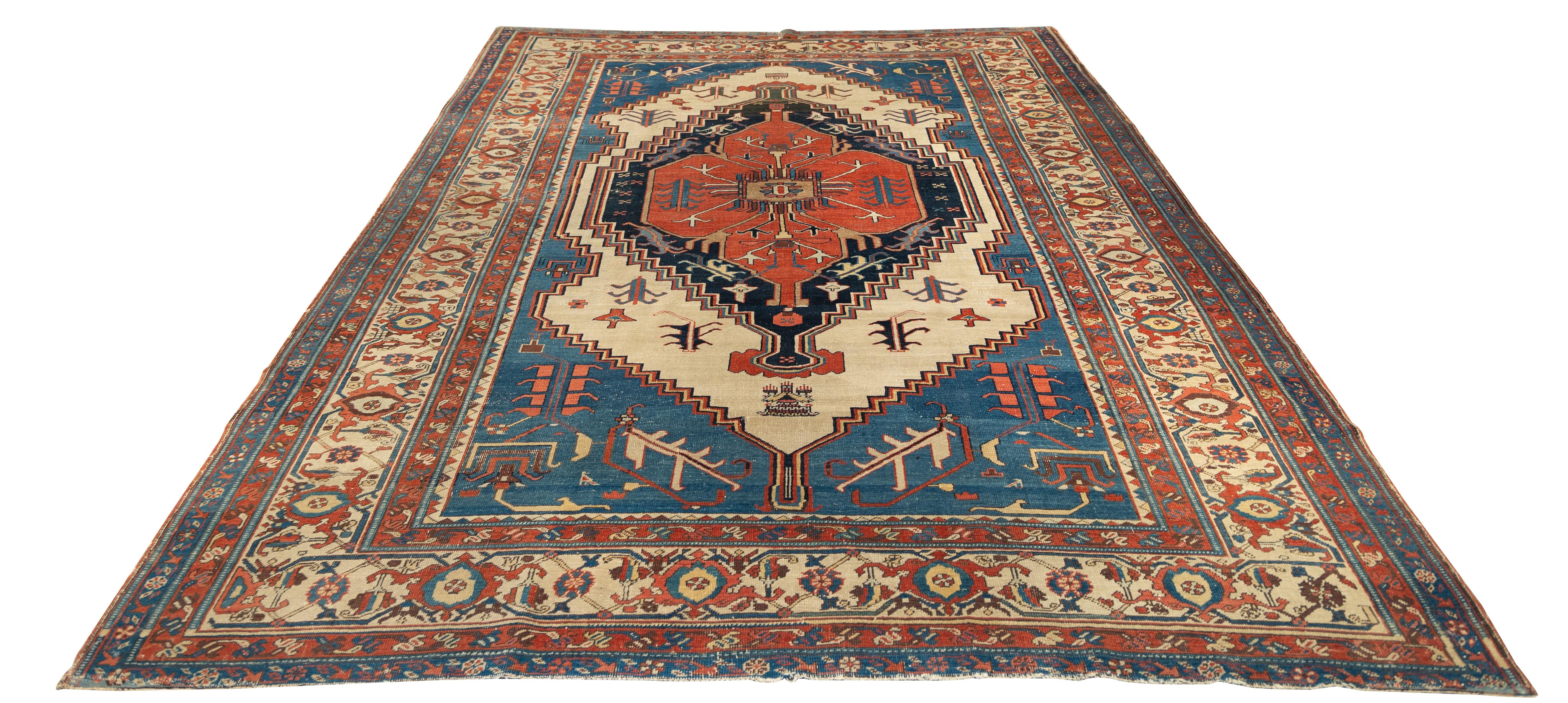 Alriz collection Rare and unusual tribal Baksaish with chinese symbols In Excellent Condition For Sale In Harrington Park, NJ