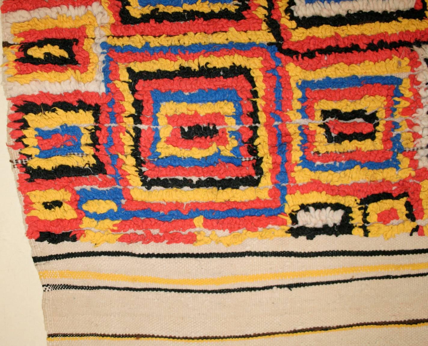 Hand-Knotted Rare and Unusual Vintage Abstract Moroccan Berber Azilal Rug