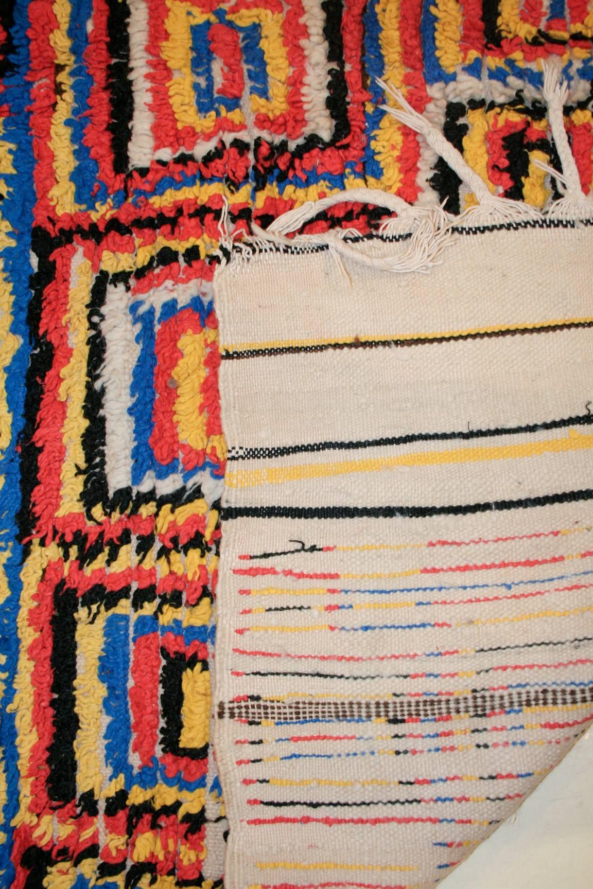 Rare and Unusual Vintage Abstract Moroccan Berber Azilal Rug In Excellent Condition In Milan, IT