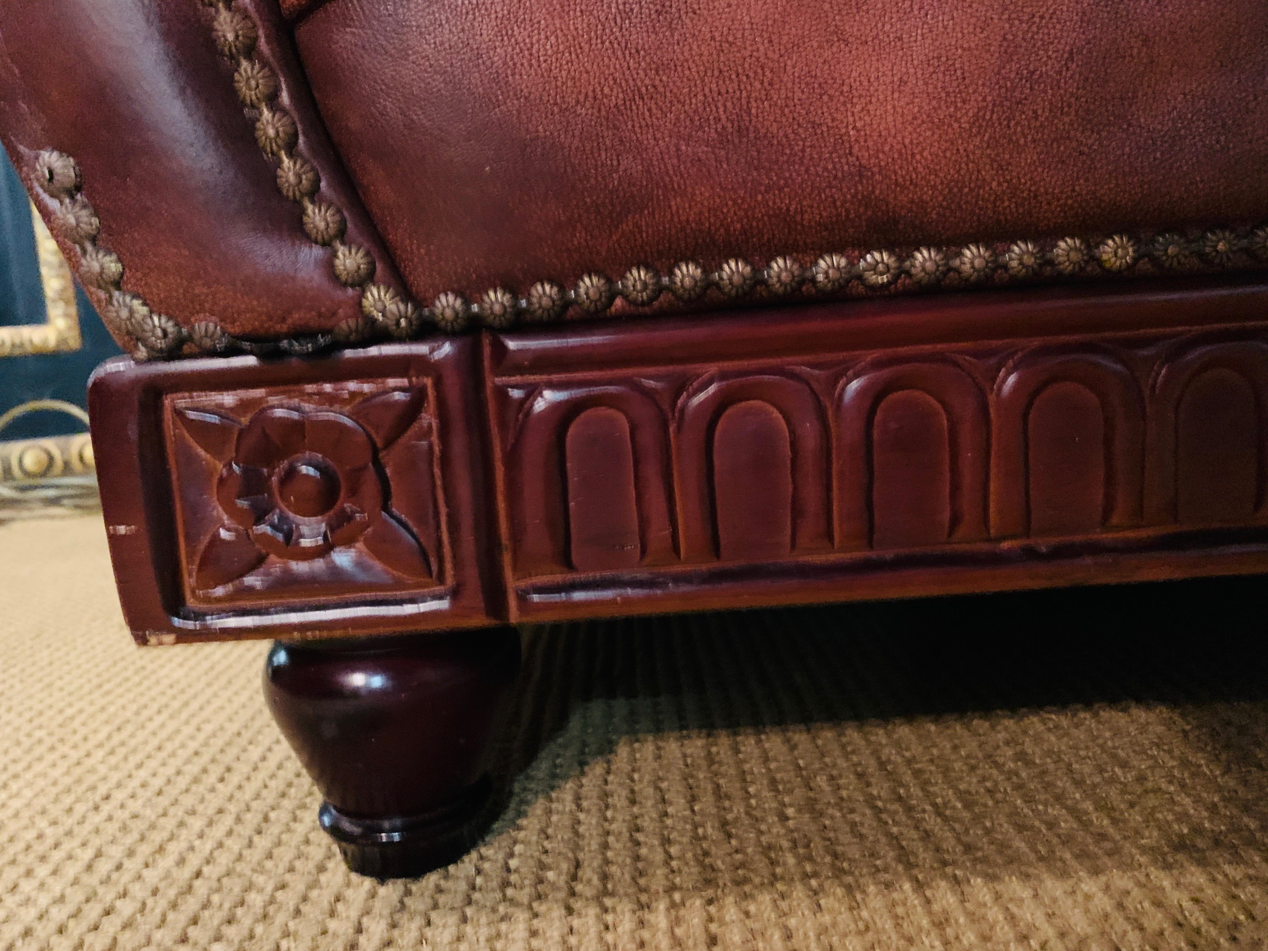 Rare and Unusual Vintage Chesterfield Sofa in Cow Pattern Leather and Wood Frame For Sale 4