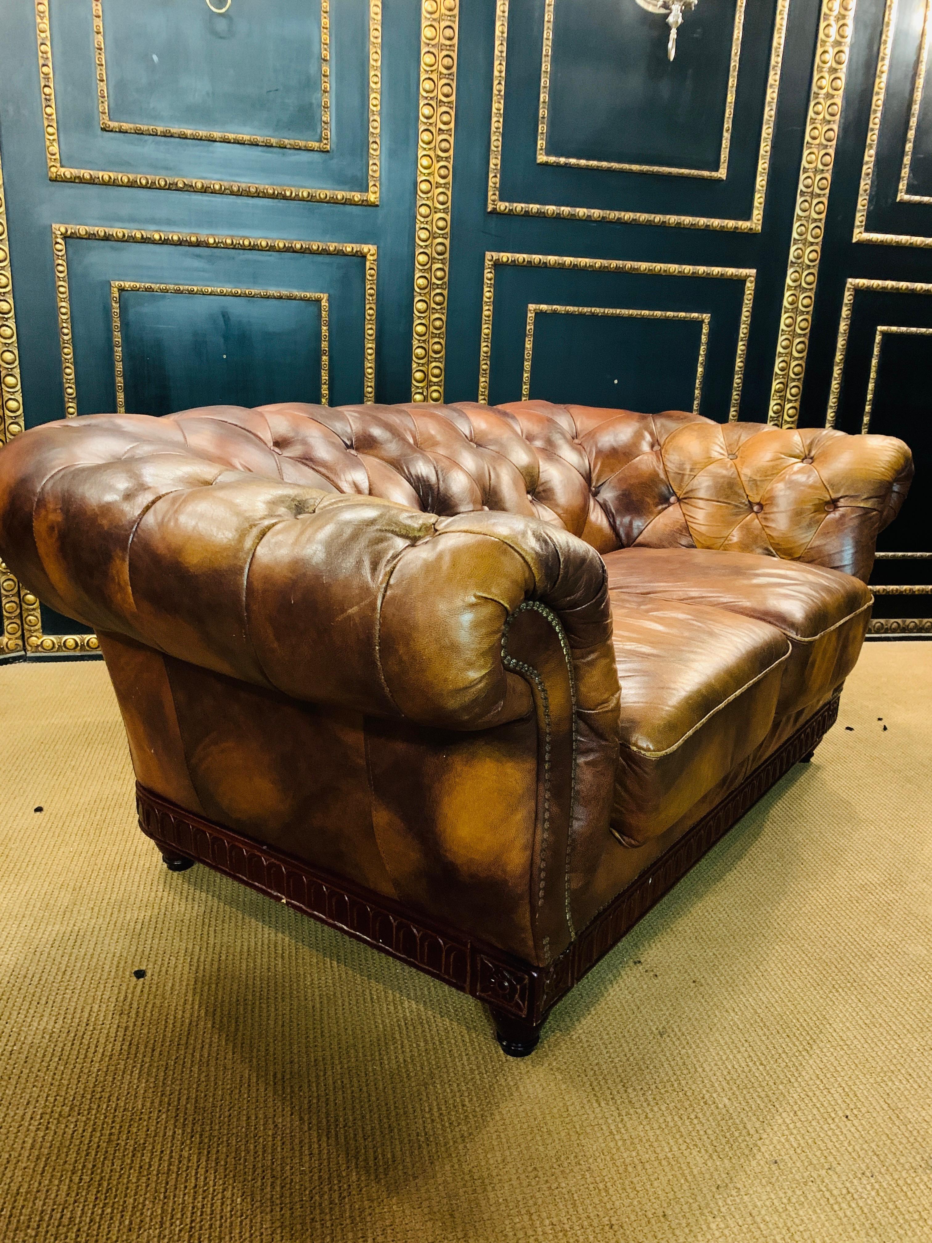 Rare and Unusual Vintage Chesterfield Sofa in Cow Pattern Leather and Wood Frame For Sale 5