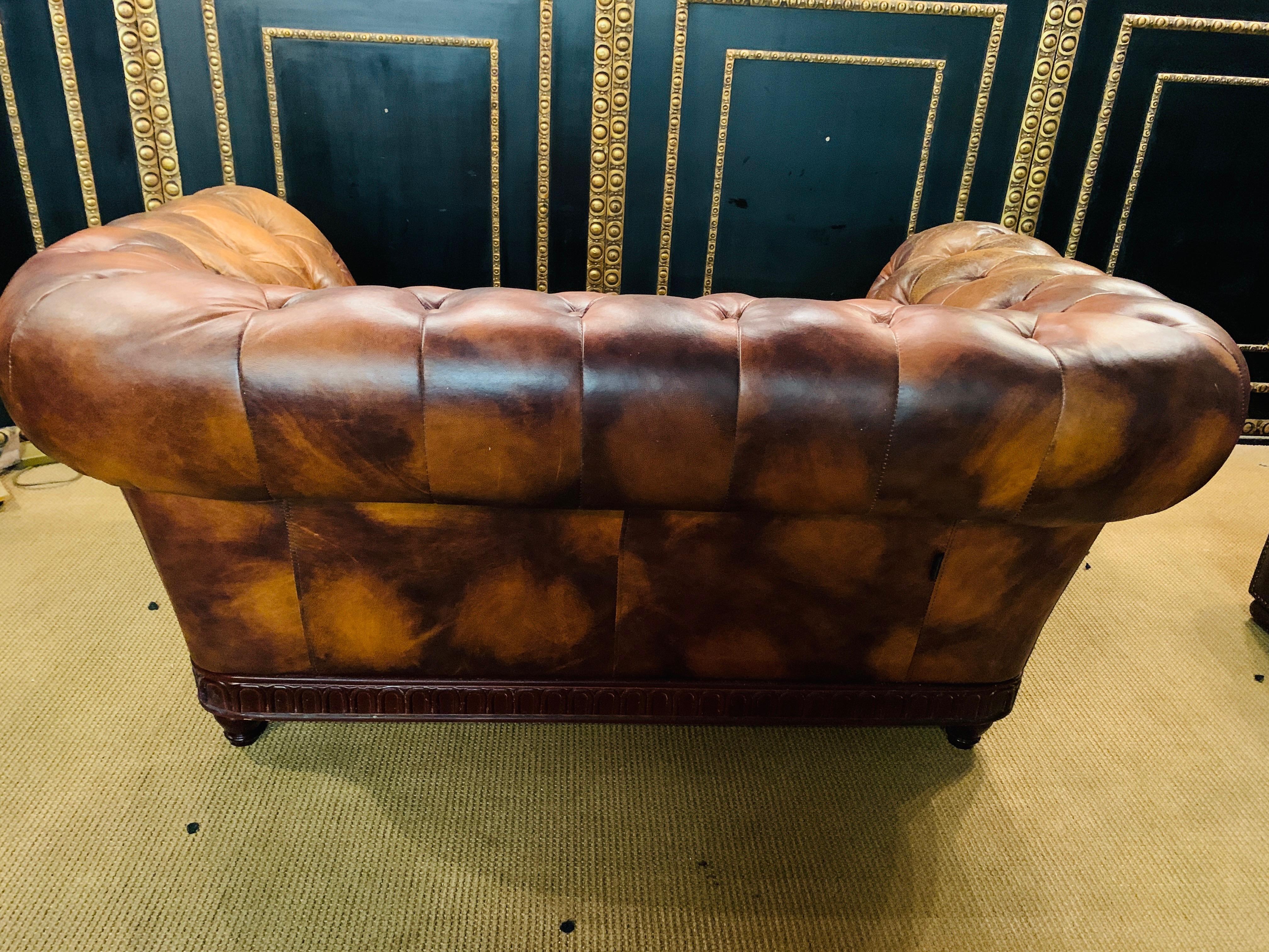 Rare and Unusual Vintage Chesterfield Sofa in Cow Pattern Leather and Wood Frame For Sale 7
