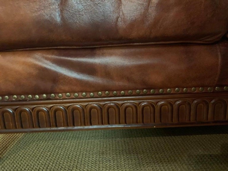 Rare and Unusual Vintage Chesterfield Sofa in Cow Pattern Leather and Wood Frame For Sale 11