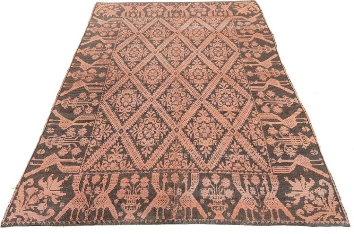 Rare and Unusual Vintage Sardinian Textured Rug in Blush Pink and Anthracite In Good Condition In Milan, IT
