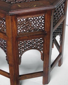Rare and Unusually Long Anglo Indian Octagonal Side/Traveling Table with Brass