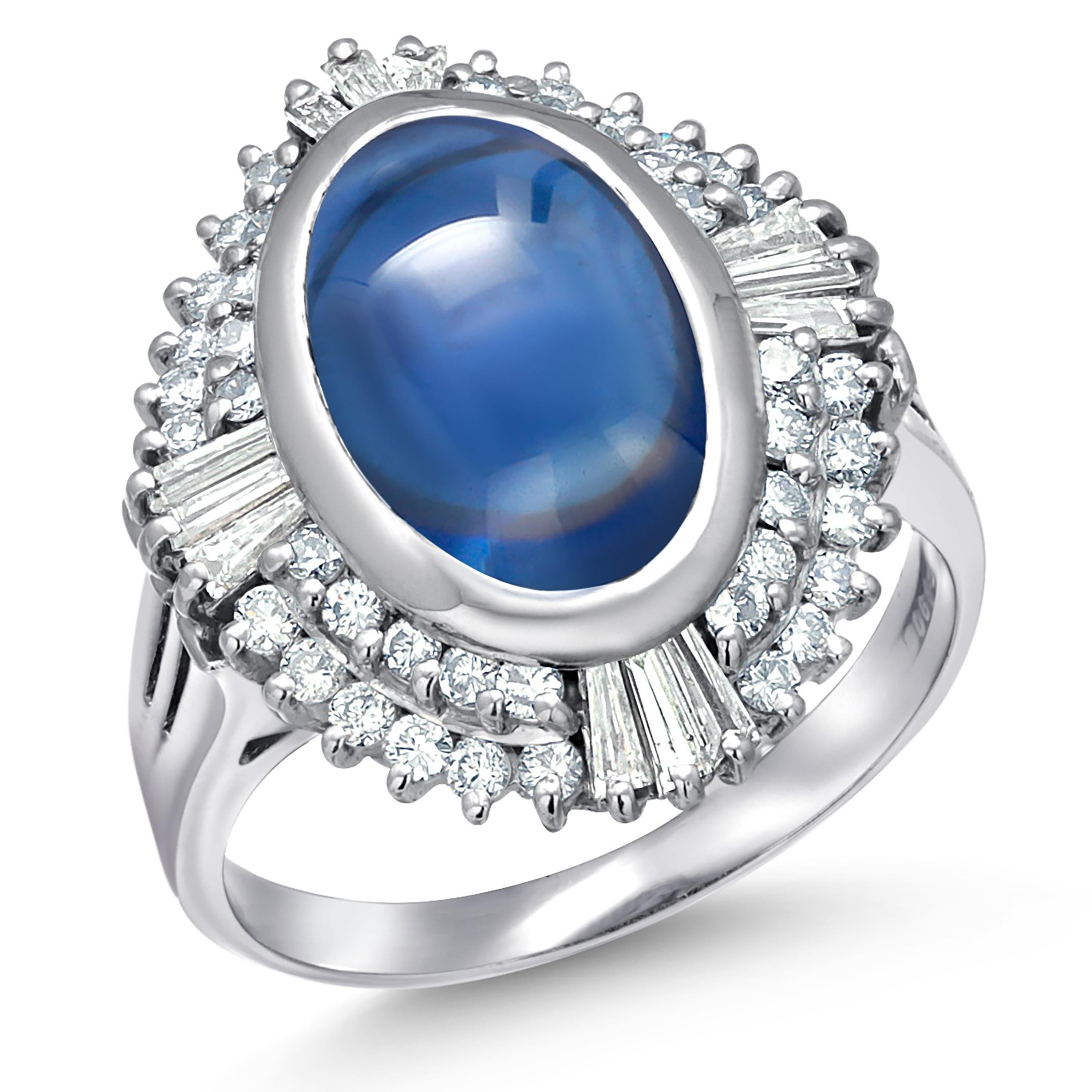 Rare GIA Certified Burma Cabochon Sapphire Diamond Platinum Ring Size 6.5 Ring For Sale 6