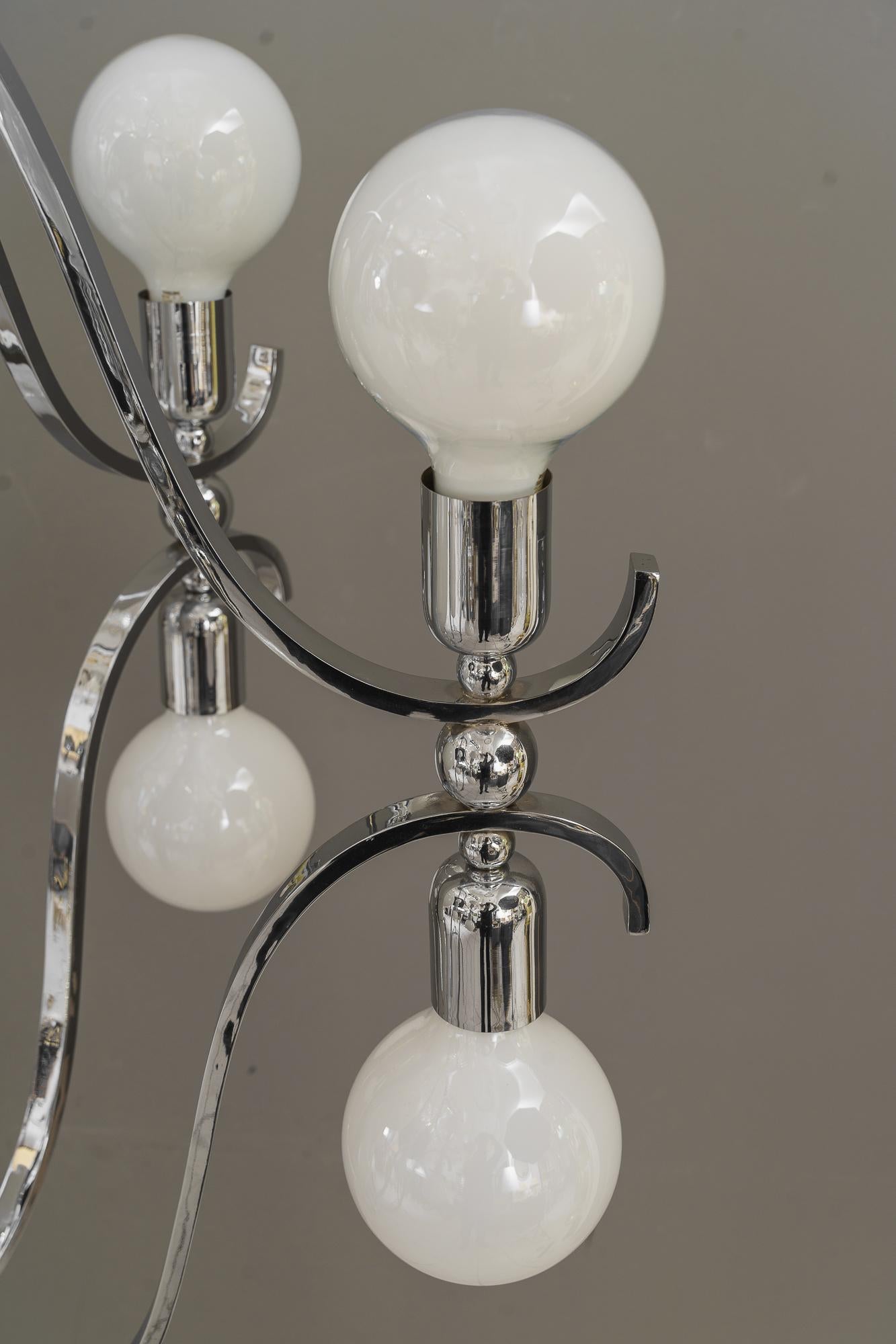 Rare and Very Big Chrome Chandelier Vienna Around 1920s For Sale 7