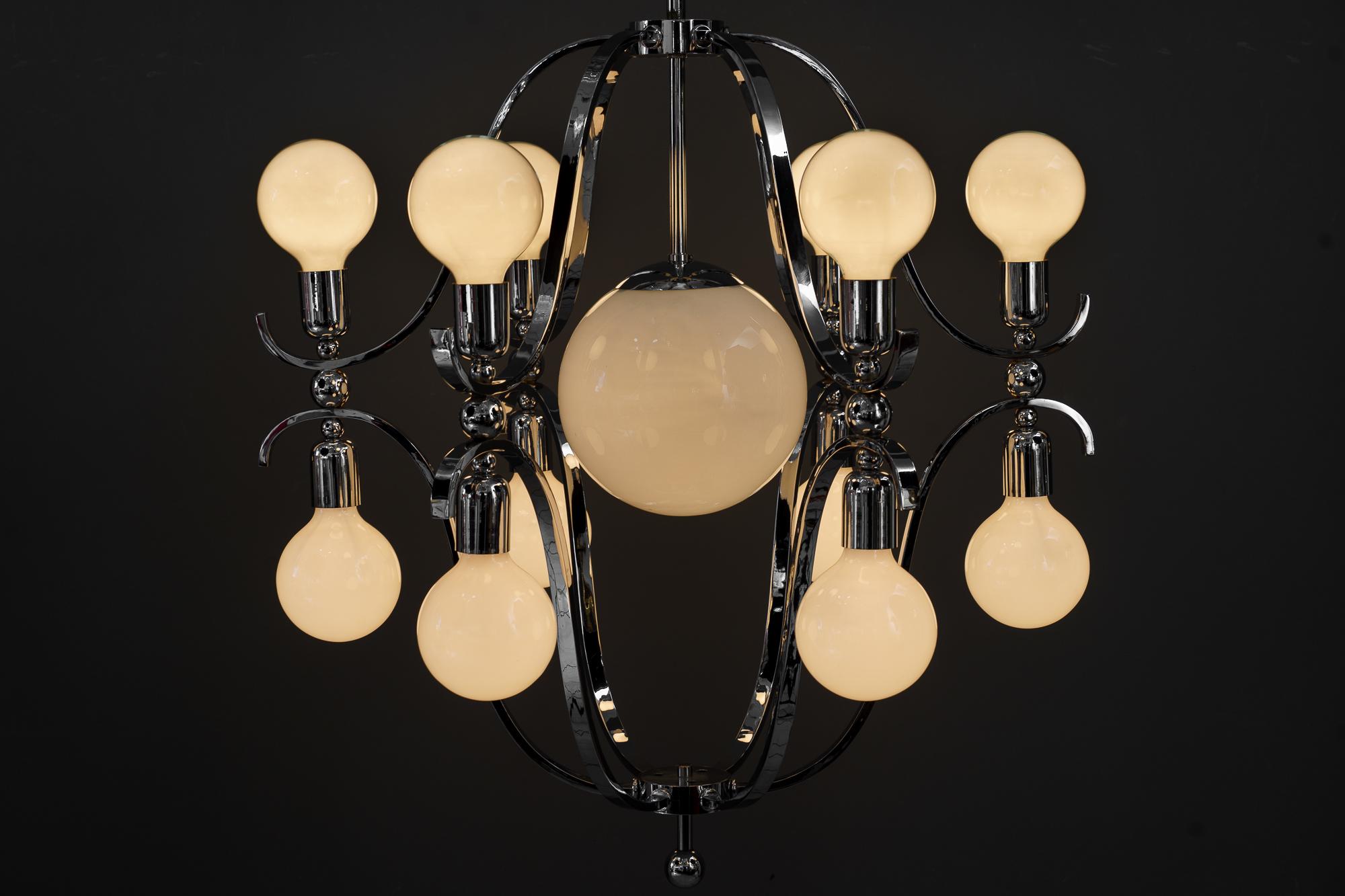Rare and Very Big Chrome Chandelier Vienna Around 1920s For Sale 11
