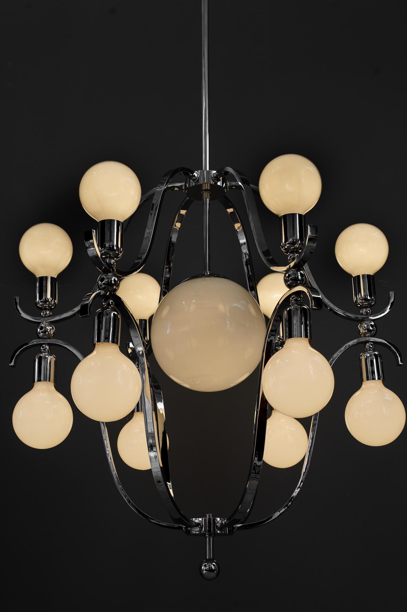 Rare and Very Big Chrome Chandelier Vienna Around 1920s For Sale 12