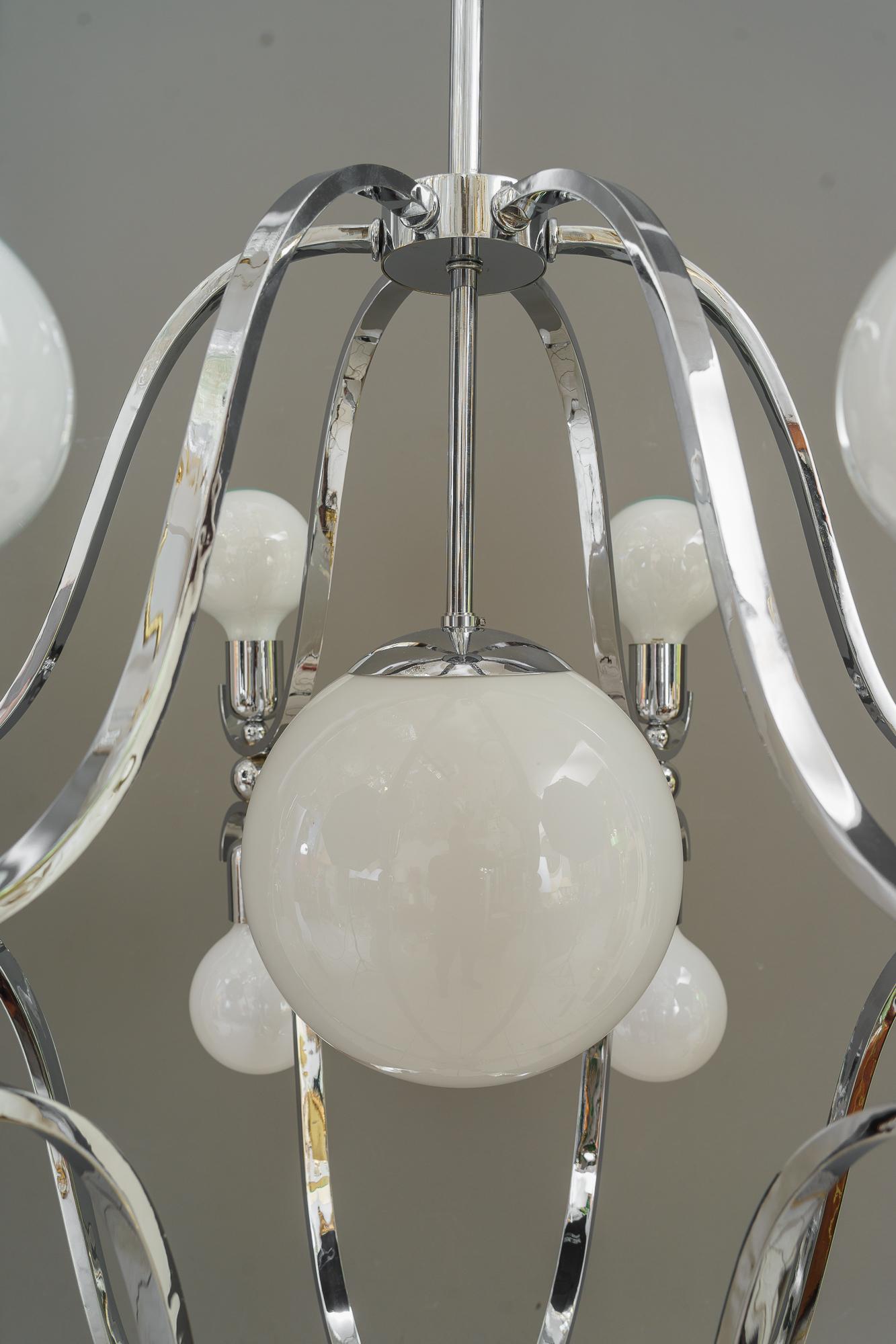 Rare and Very Big Chrome Chandelier Vienna Around 1920s For Sale 2