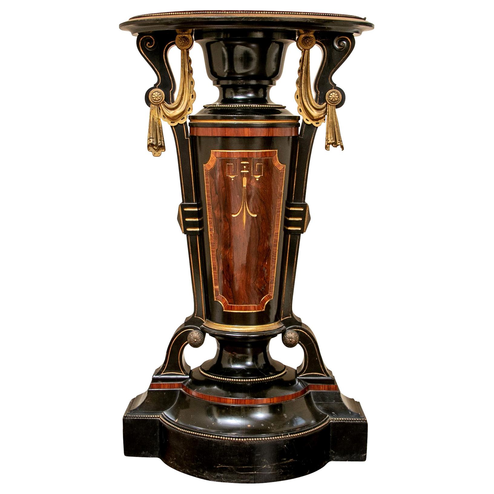 Rare and Very Fine Ebonized Display Pedestal in Aesthetic Style