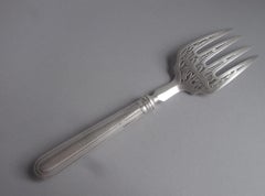 Fourchette à poisson rare et très fine fabriquée à Londres par George Adams, 1850