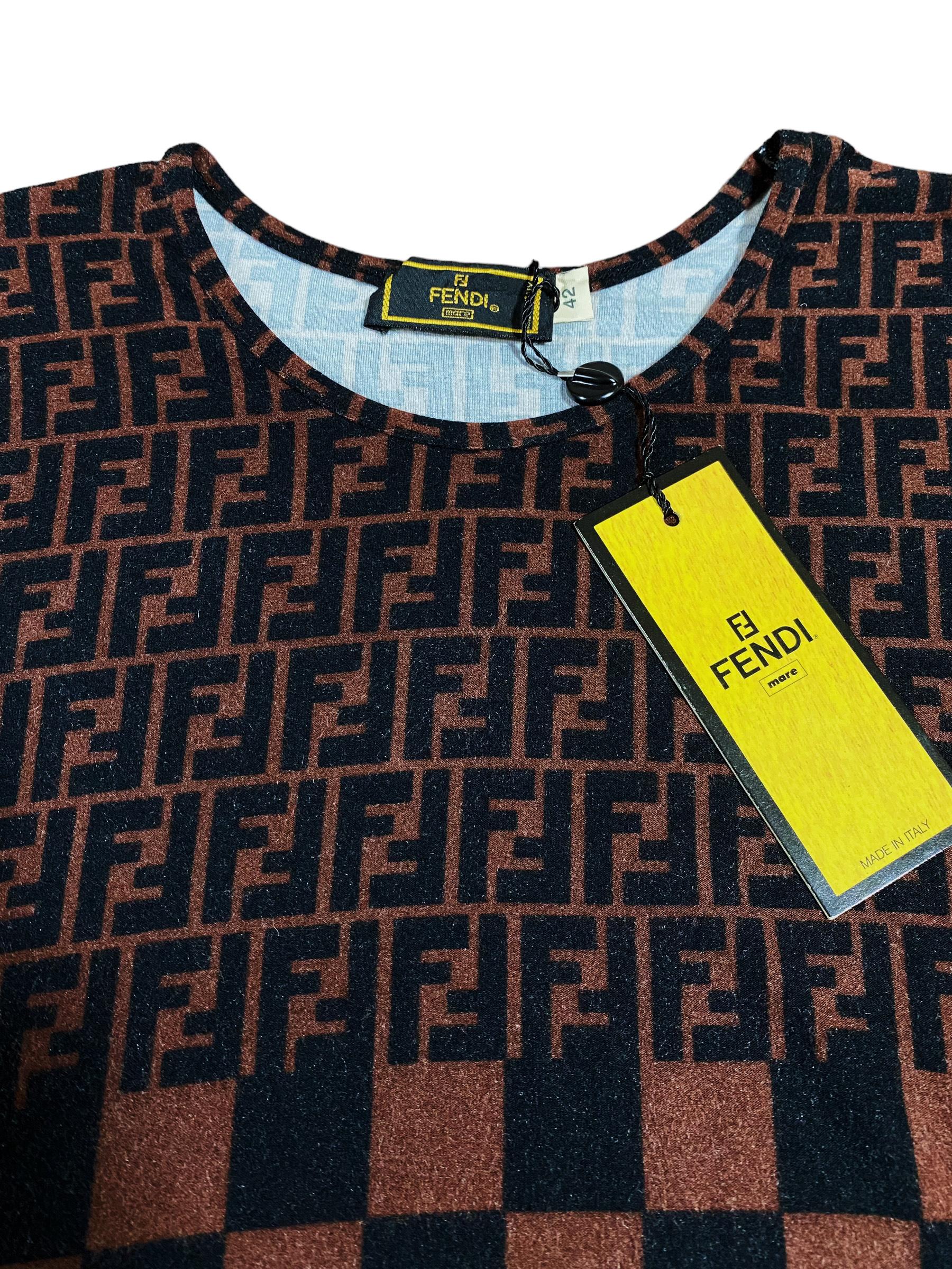 Rare and Vintage Fendi Mare - Zucca Monogram T-shirt In New Condition For Sale In Iba, PH
