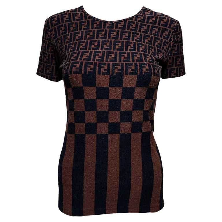 Rare and Vintage Fendi Mare - Zucca Monogram T-shirt For Sale at  