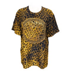 Rare and Used Versace - Animal Print Embellished Medusa logo Silk Shirt