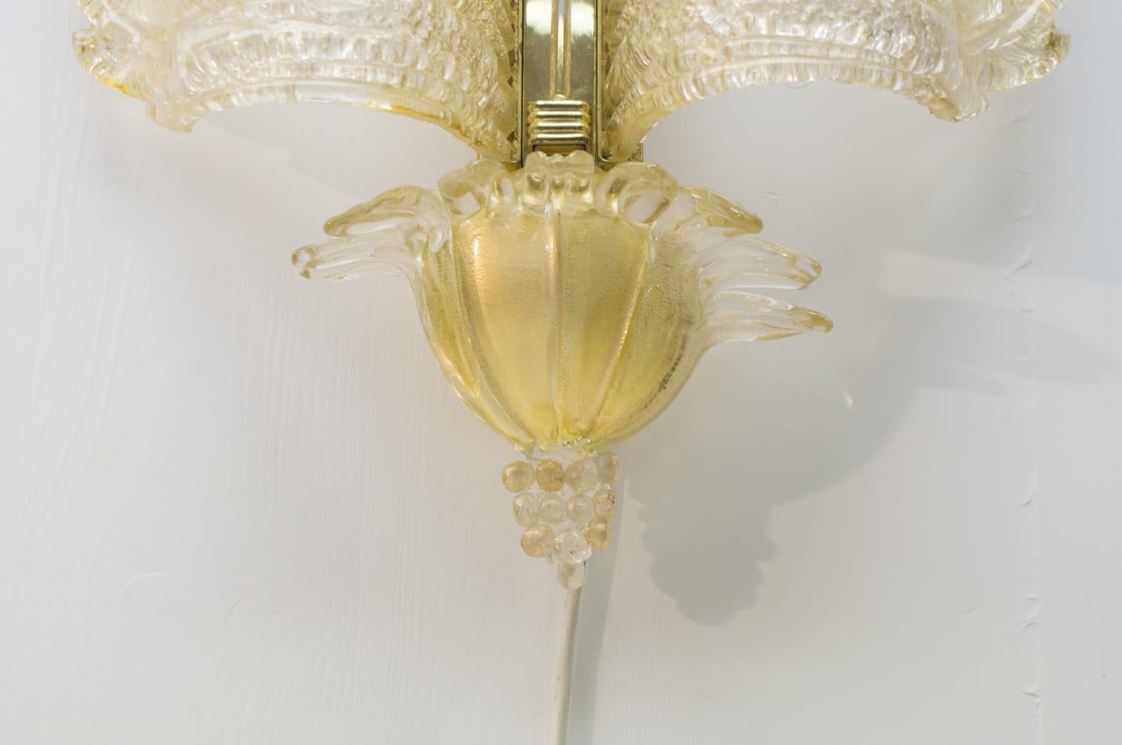 Rare and Wonderful Wall Light by Barovier & Toso, 1950s, Italy For Sale 3