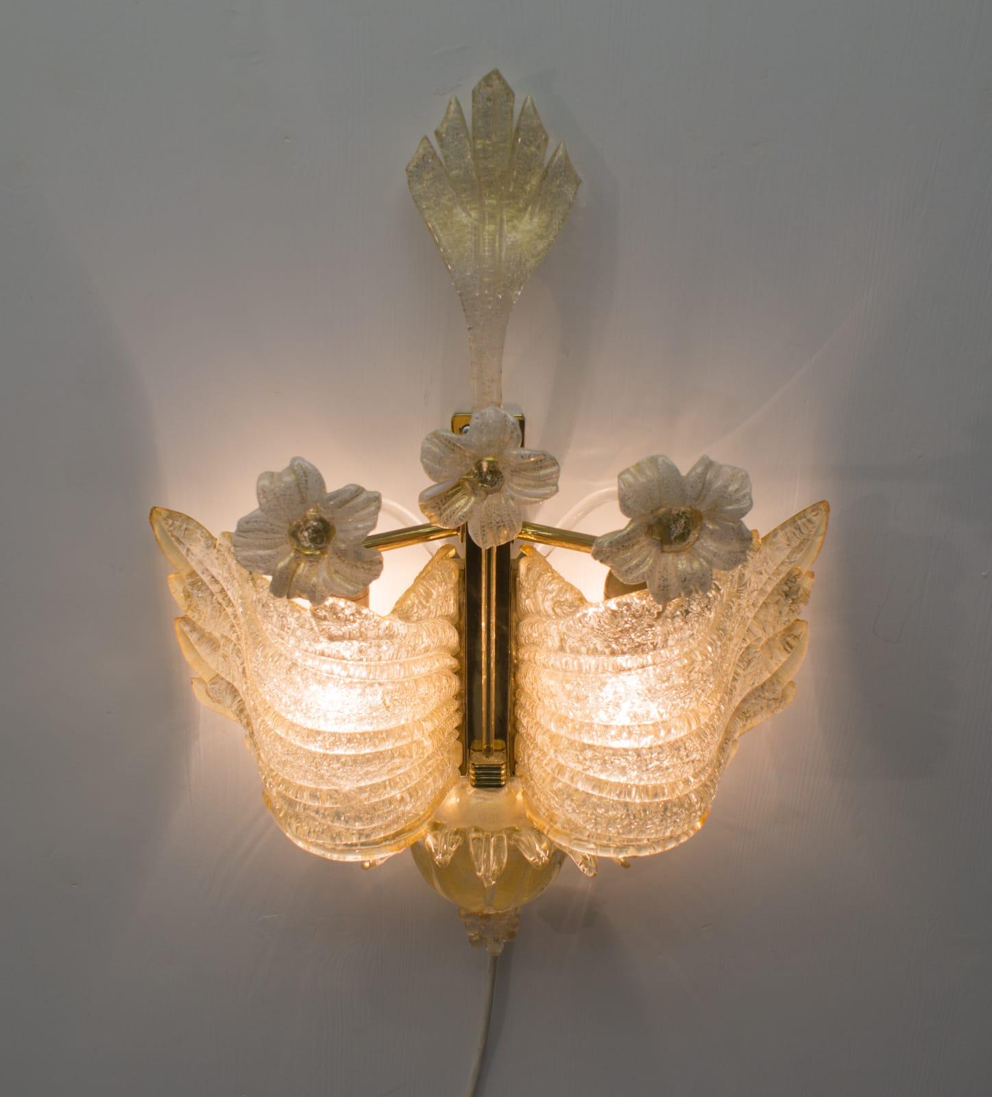 Italian Rare and Wonderful Wall Light by Barovier & Toso, 1950s, Italy For Sale