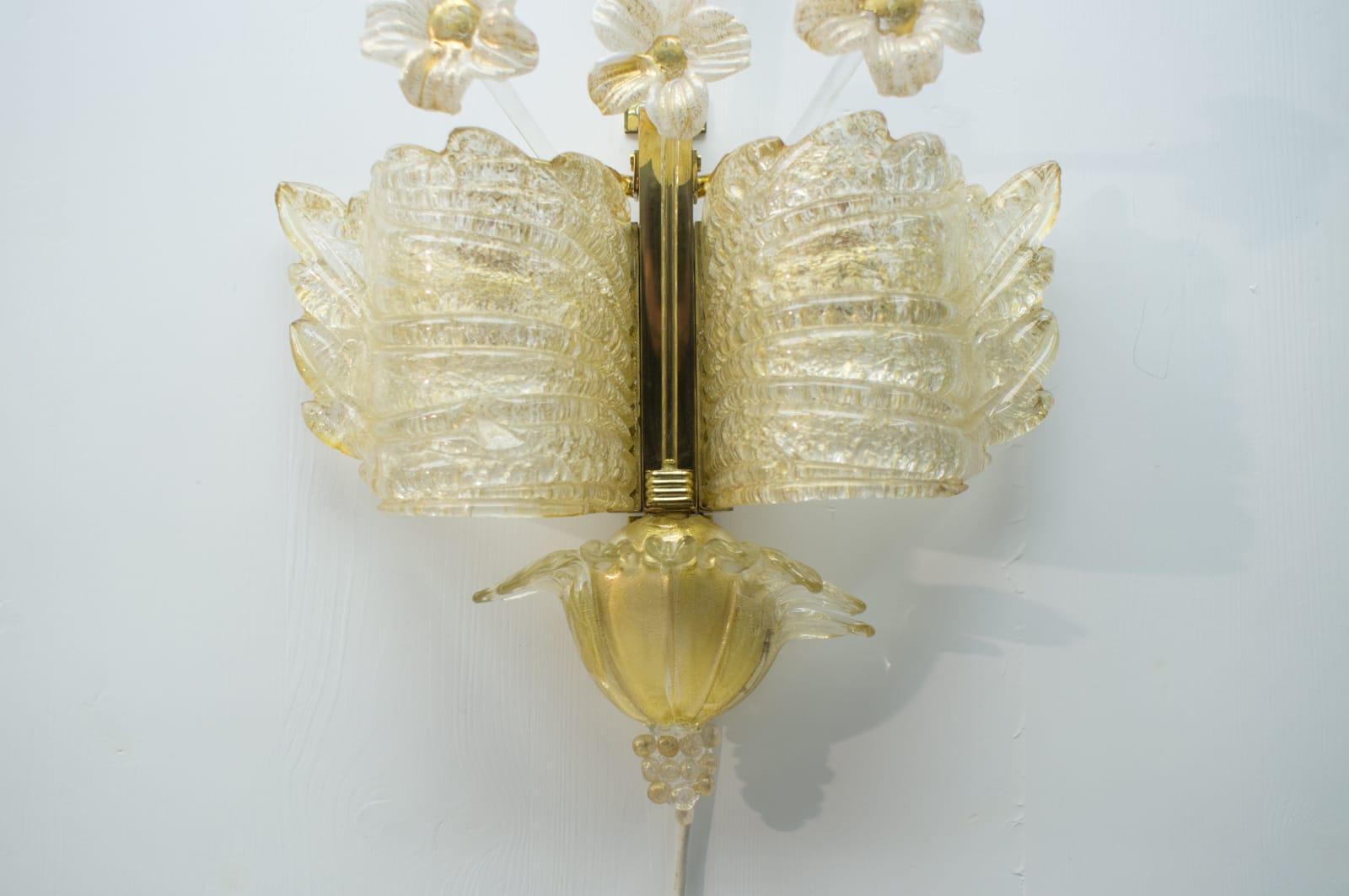 Rare et merveilleuse applique murale de Barovier & Toso:: années 1950:: Italie en vente 1