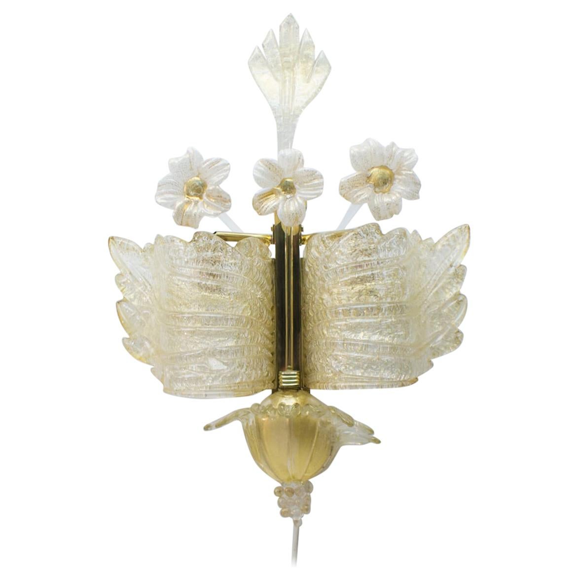 Rare and Wonderful Wall Light by Barovier & Toso, 1950s, Italy For Sale