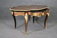 Rare Andre Boulle Brass Inlaid Faux Tortoise Shell Writing Table or Center Table