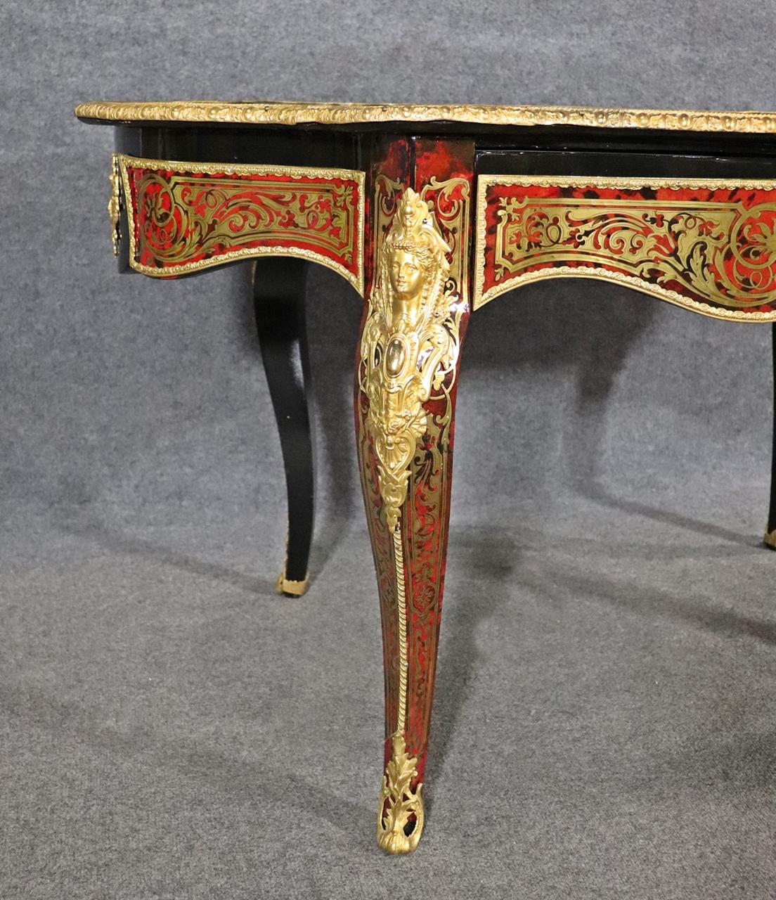 Rare Andre Boulle Style Brass Inlaid Center Table 1