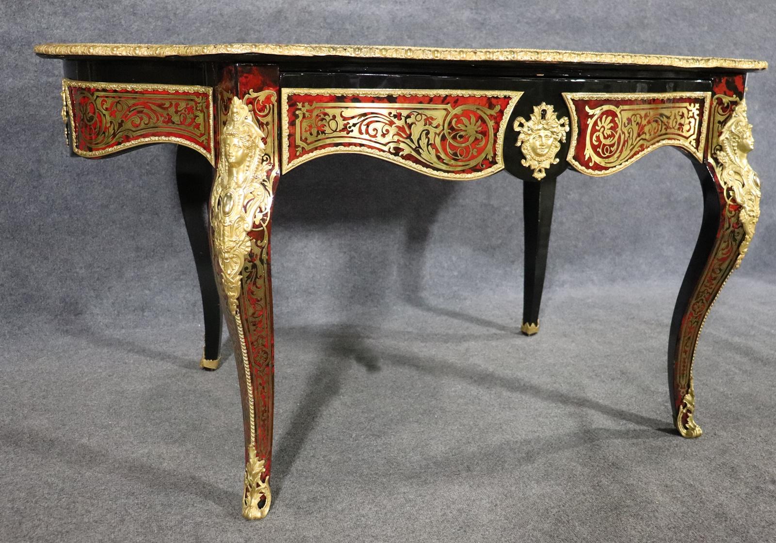 Rare Andre Boulle Style Brass Inlaid Center Table 2