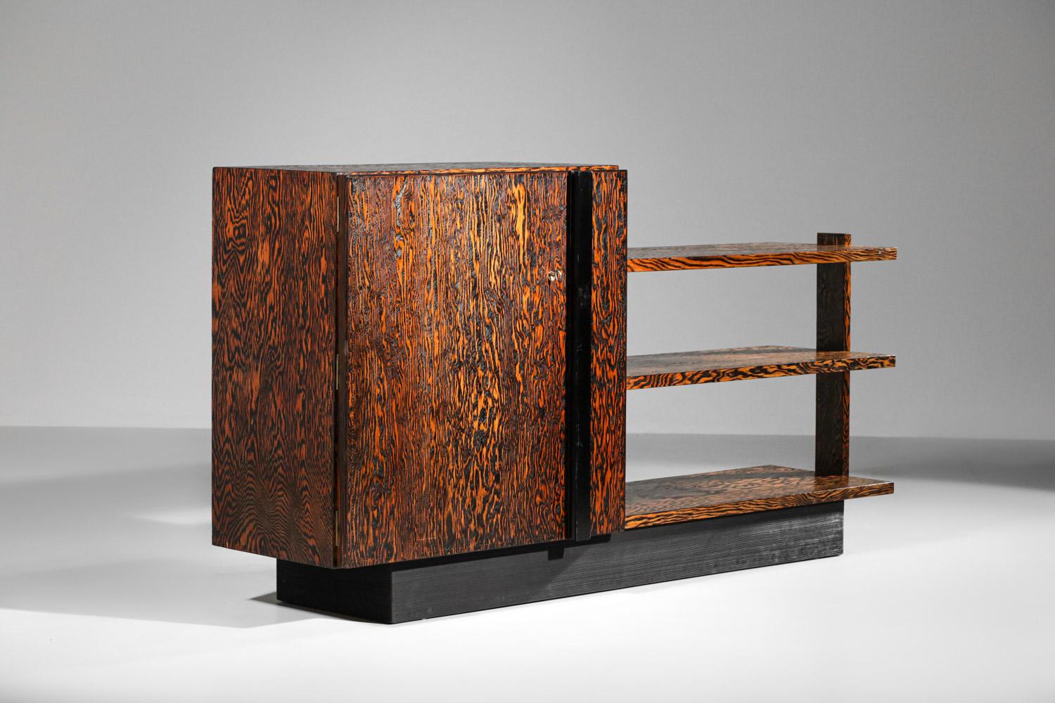rare André Sornay sideboard in Oregon pine and studded 40s art deco modernist  For Sale 11