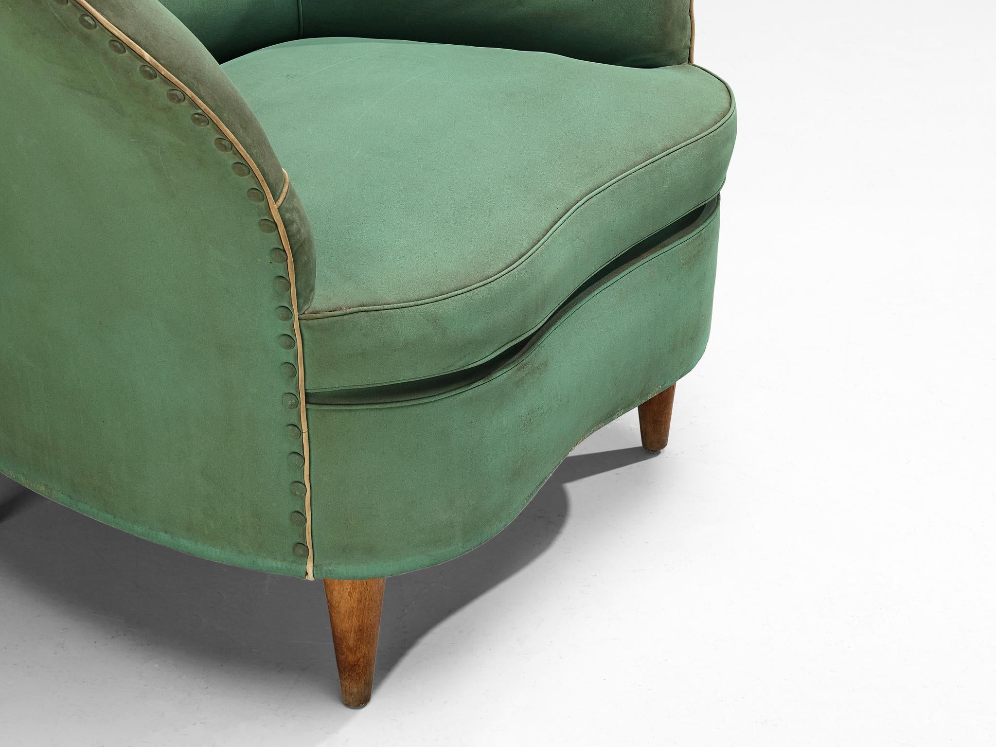 Rare Andrea Busiri Vici Lounge Chair in Jade Green Upholstery  In Good Condition In Waalwijk, NL