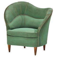 Rare Andrea Busiri Vici Lounge Chair in Jade Green Upholstery 