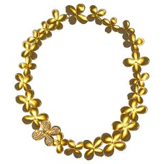 Rare Angela Cummings Gold and Diamond Flower Necklace