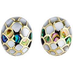 Retro  Angela Cummings Mother of Pearl and Abalone Earrings