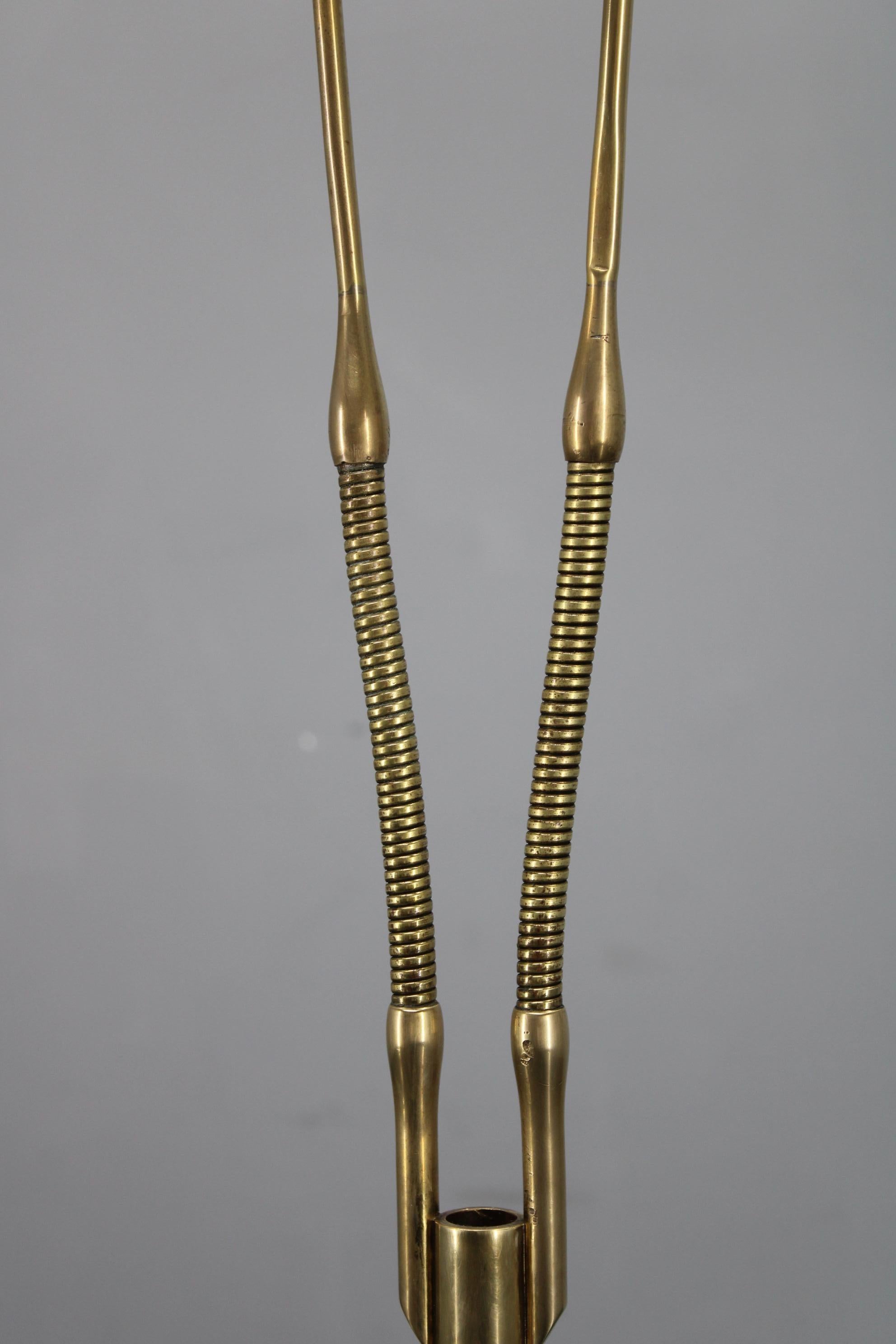 Rara lámpara de pie italiana regulable de mármol y latón Angelo Lelii, 1952 Pulido en venta