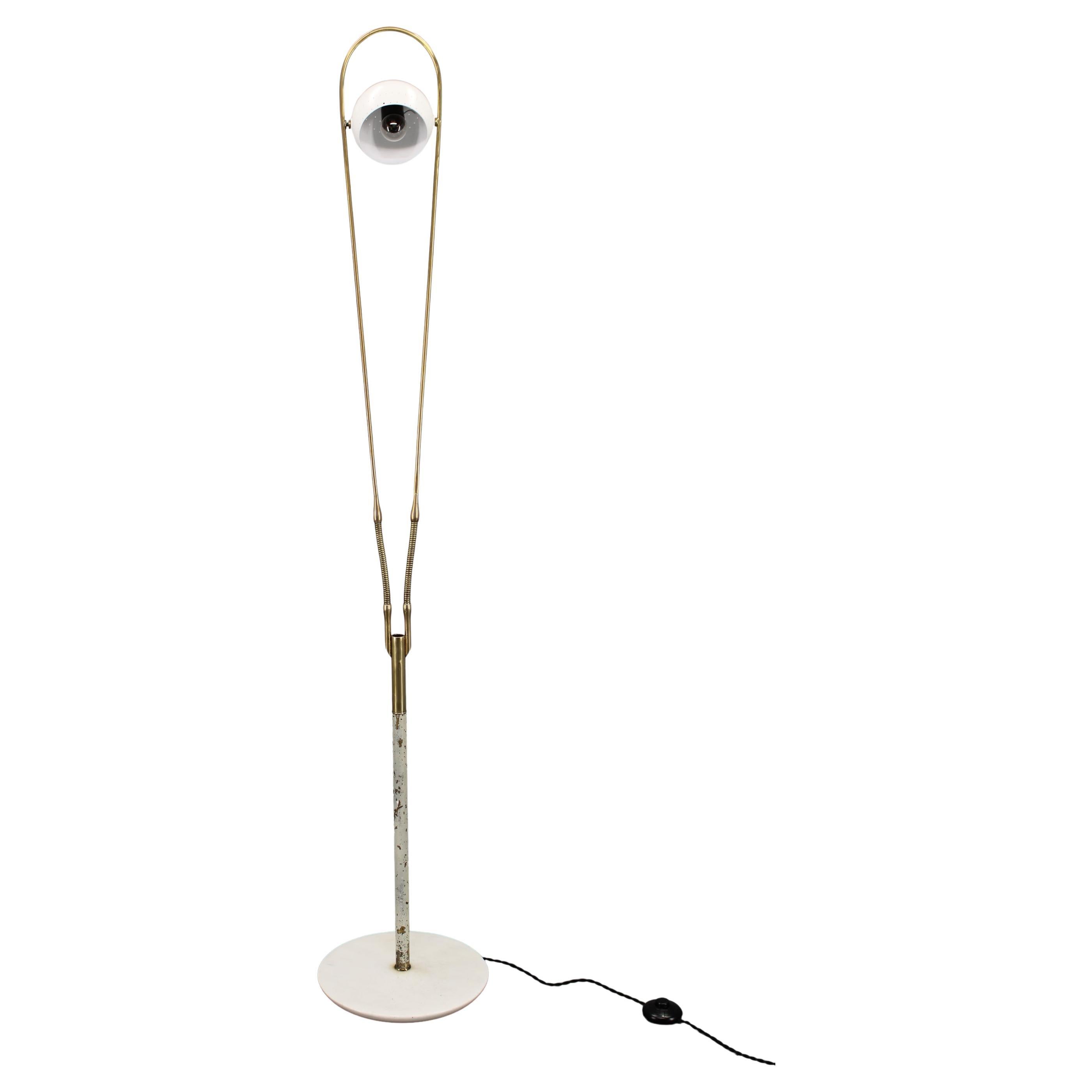 Rara lámpara de pie italiana regulable de mármol y latón Angelo Lelii, 1952
