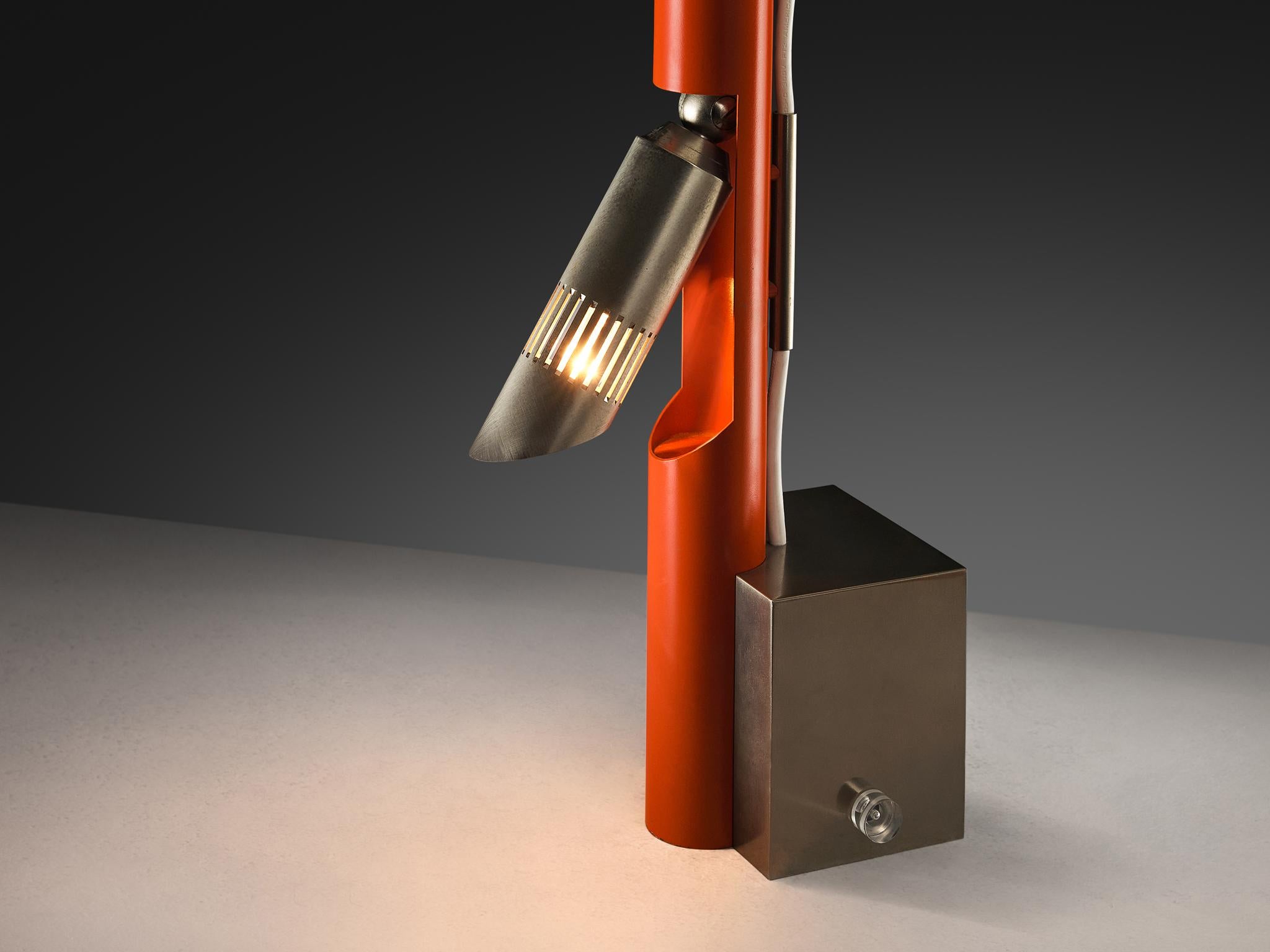 Rara lámpara de sobremesa Angelo Lelii para Arredoluce con dos puntos de luz Aluminio en venta