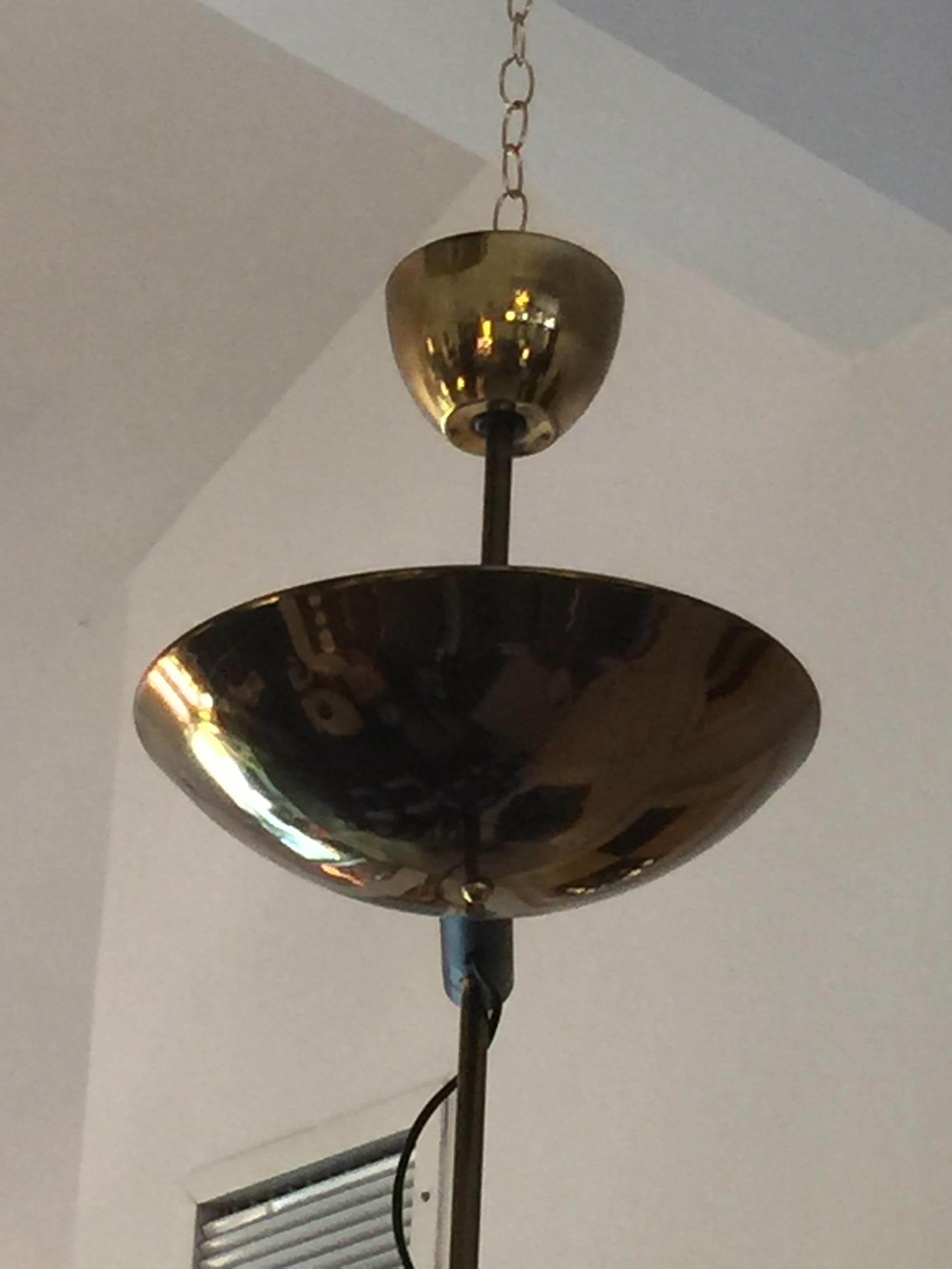 Mid-Century Modern Rare Angelo Lelli Double Bowl Uplight Hanging Fixture