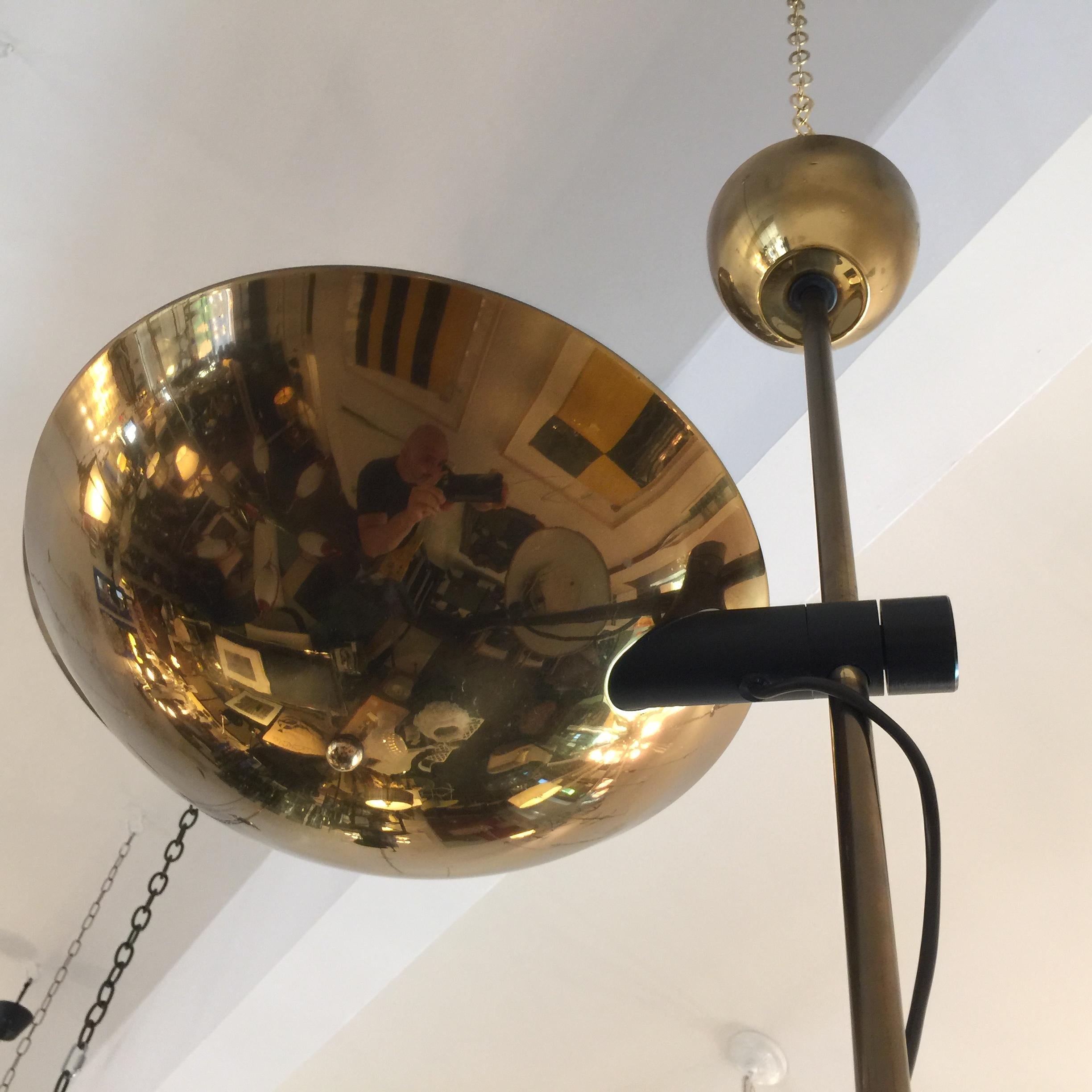 Rare Angelo Lelli Double Bowl Uplight Hanging Fixture In Good Condition In East Hampton, NY