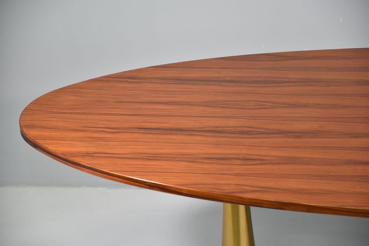 Rare Angelo Mangiarotti Bernini Oval Table, Bronze Legs and Wooden Top, 1957 4