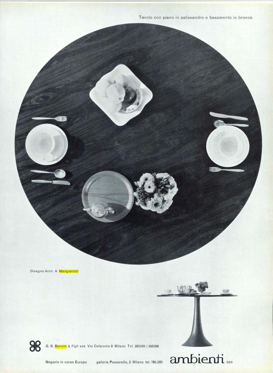 Rare Angelo Mangiarotti Bernini Oval Table, Bronze Legs and Wooden Top, 1957 8