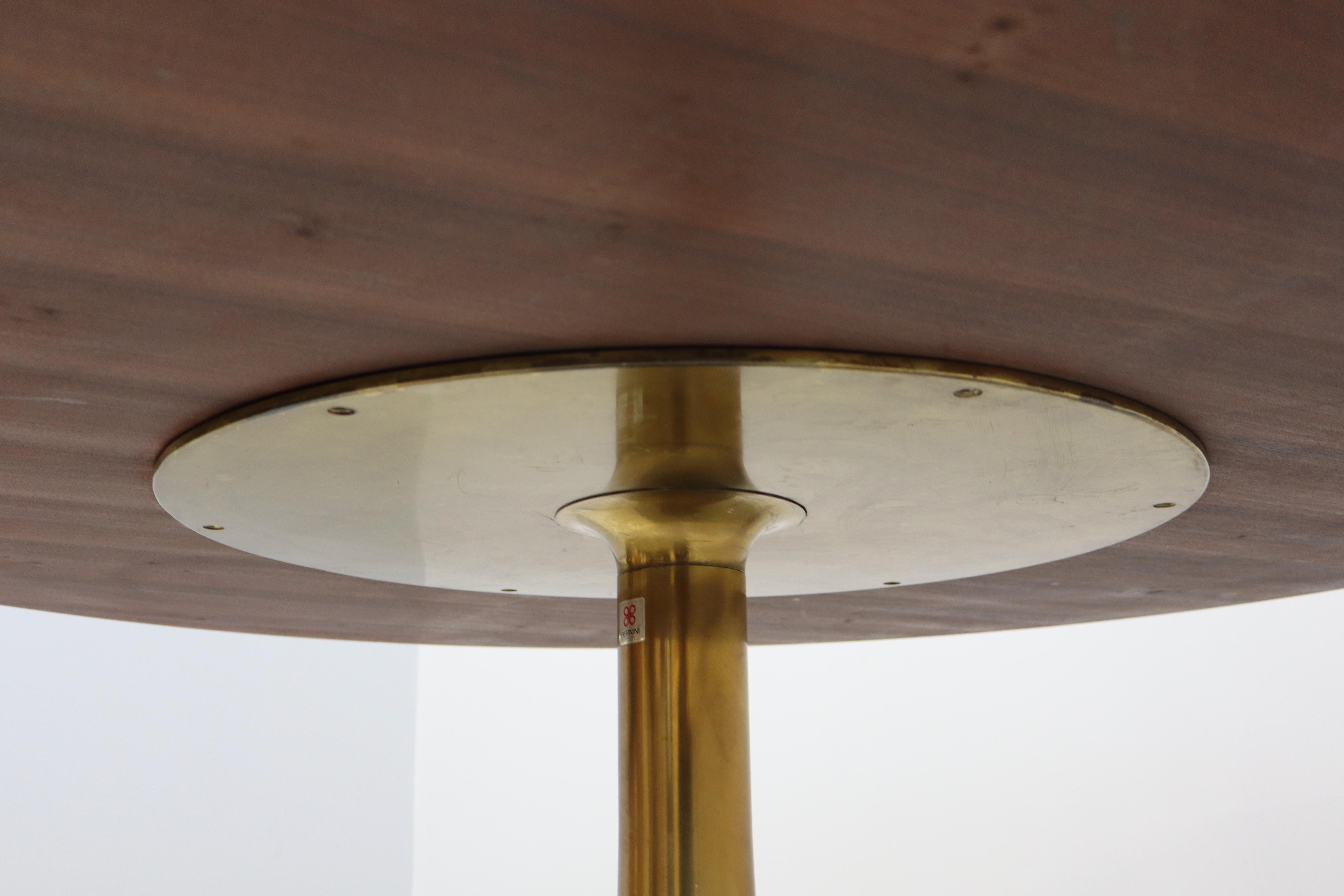 Rare table ronde Angelo Mangiarotti Bernini, pied en bronze et plateau en bois, 1957 en vente 1