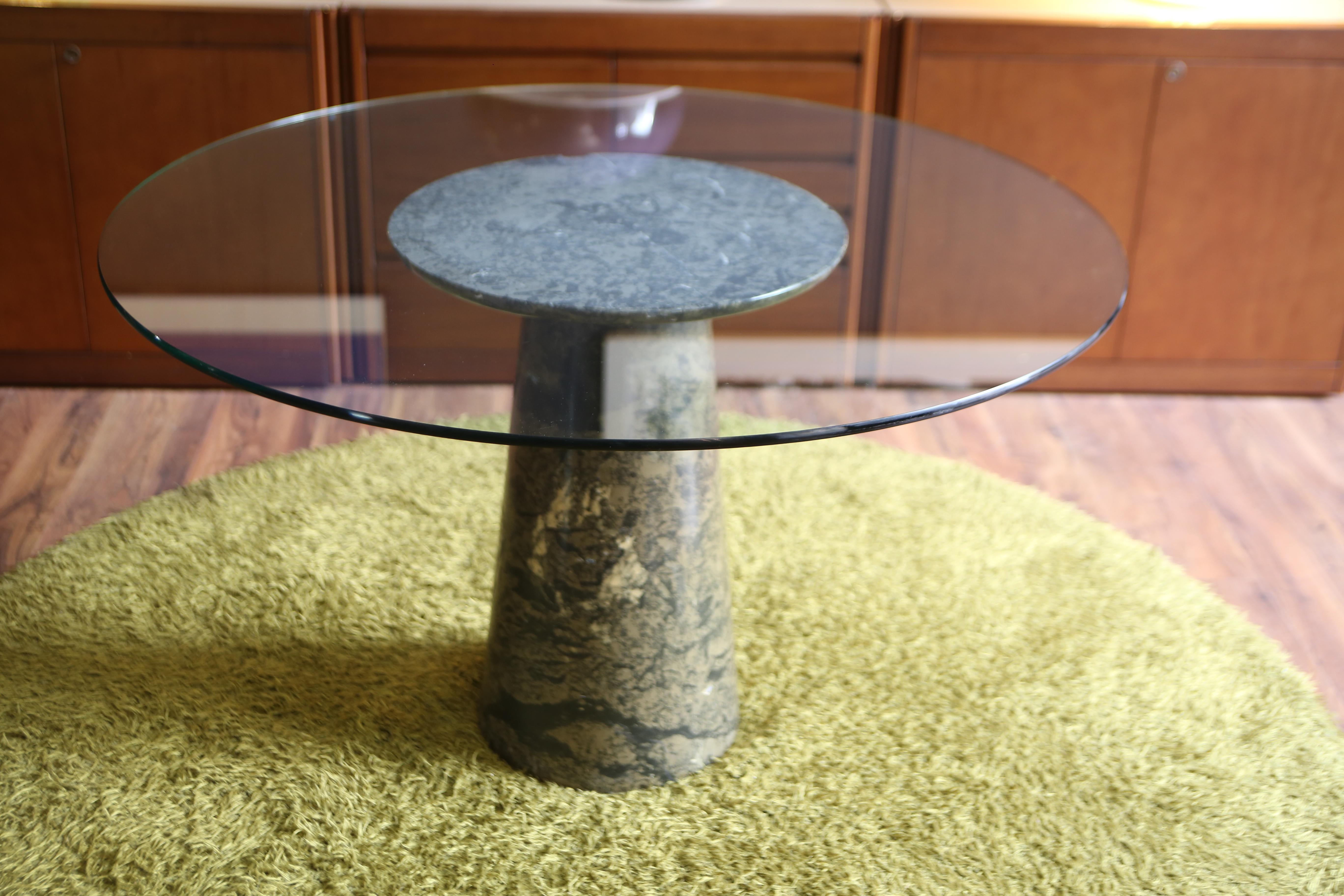 Rare Angelo Mangiarotti green marble dining table1 970s 
